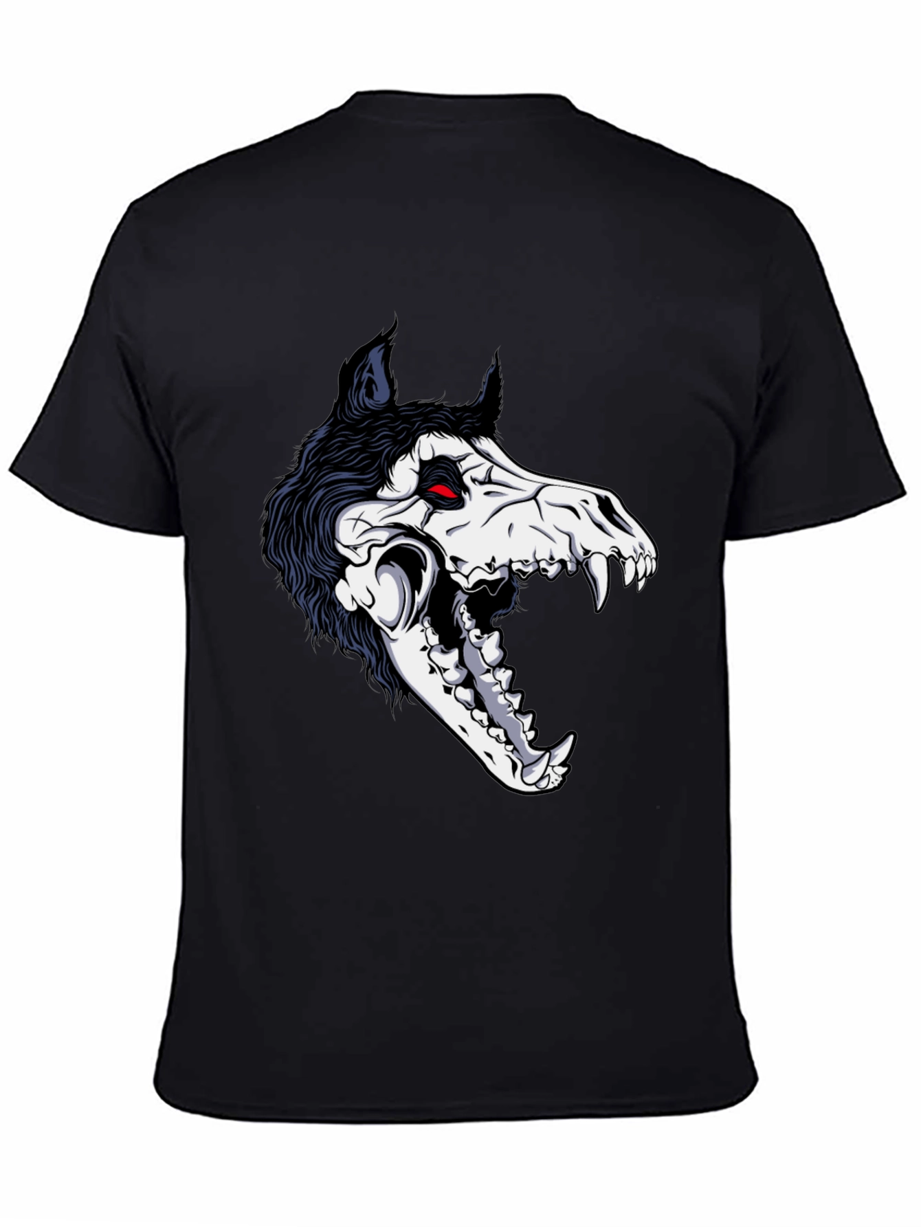 Grim Reaper Wolf Skull Graphic Tee - Black