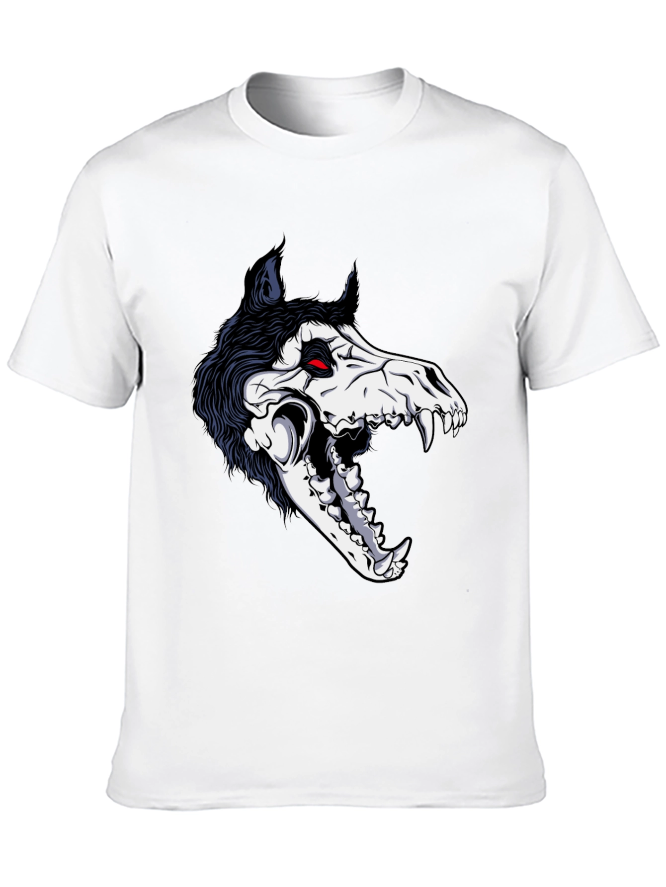 Grim Reaper Wolf Skull Graphic Tee - Black