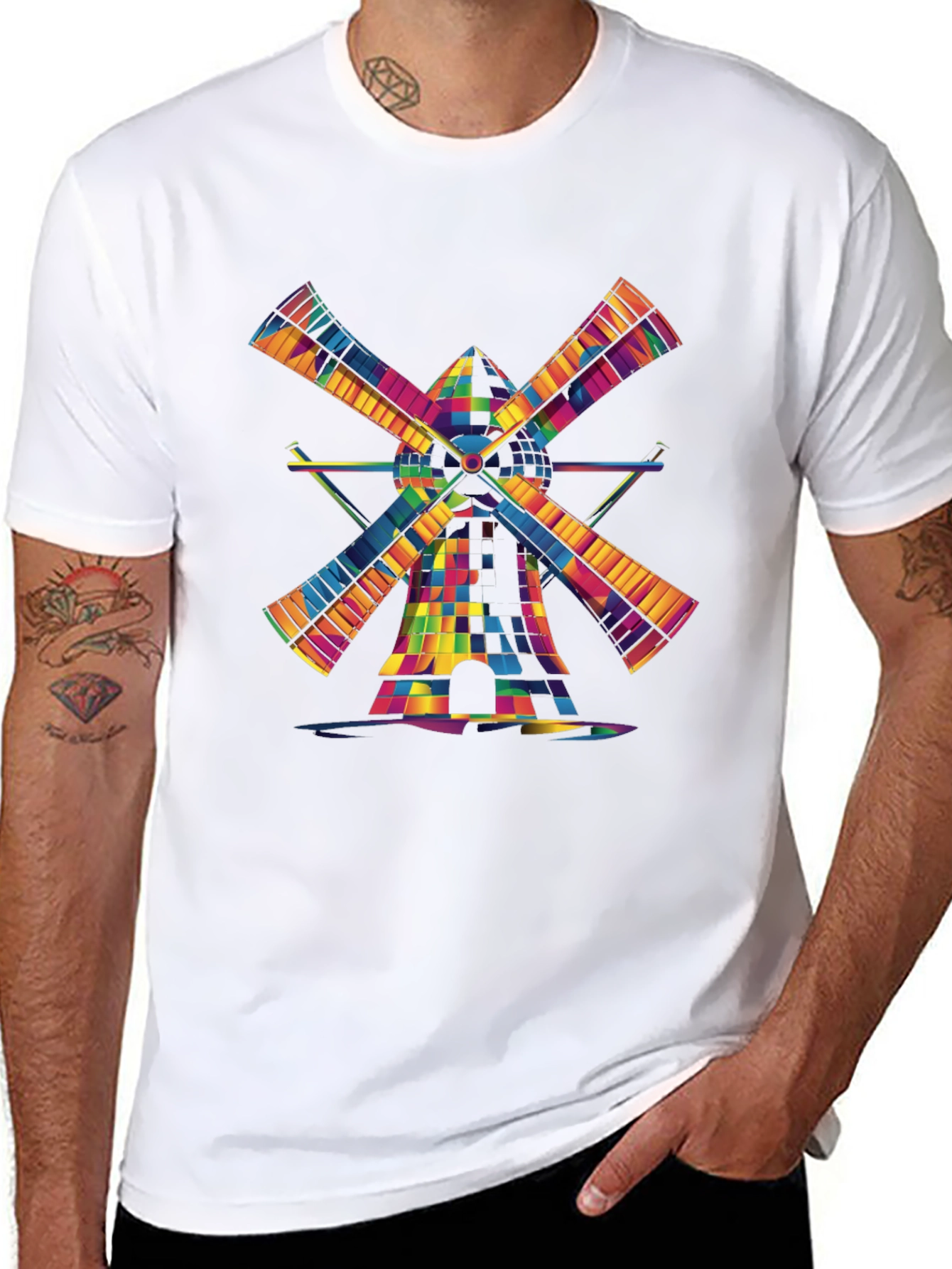 Vibrant Windmill Graphic Tee - Unisex