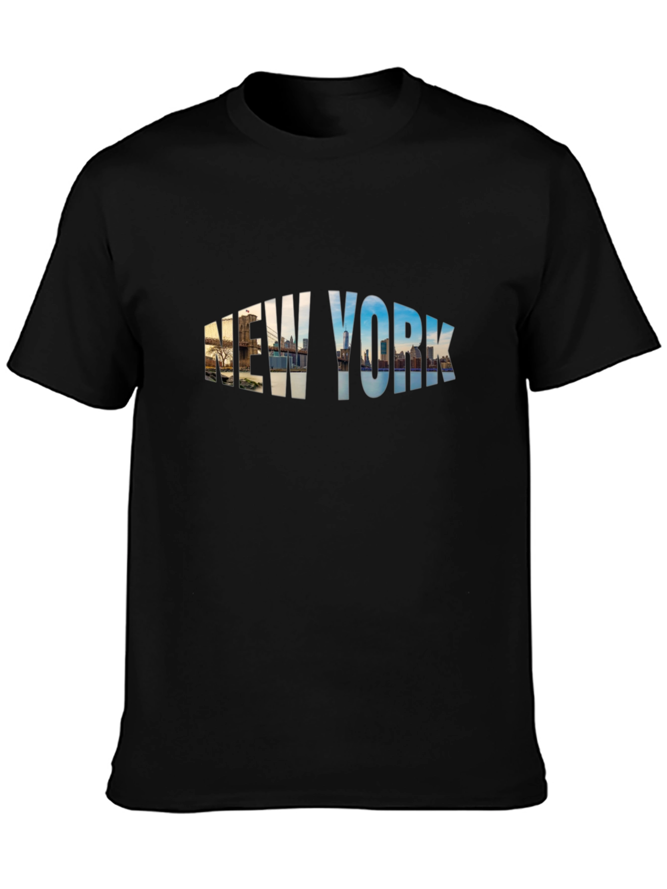 New York Skyline Graphic Print Black T-Shirt