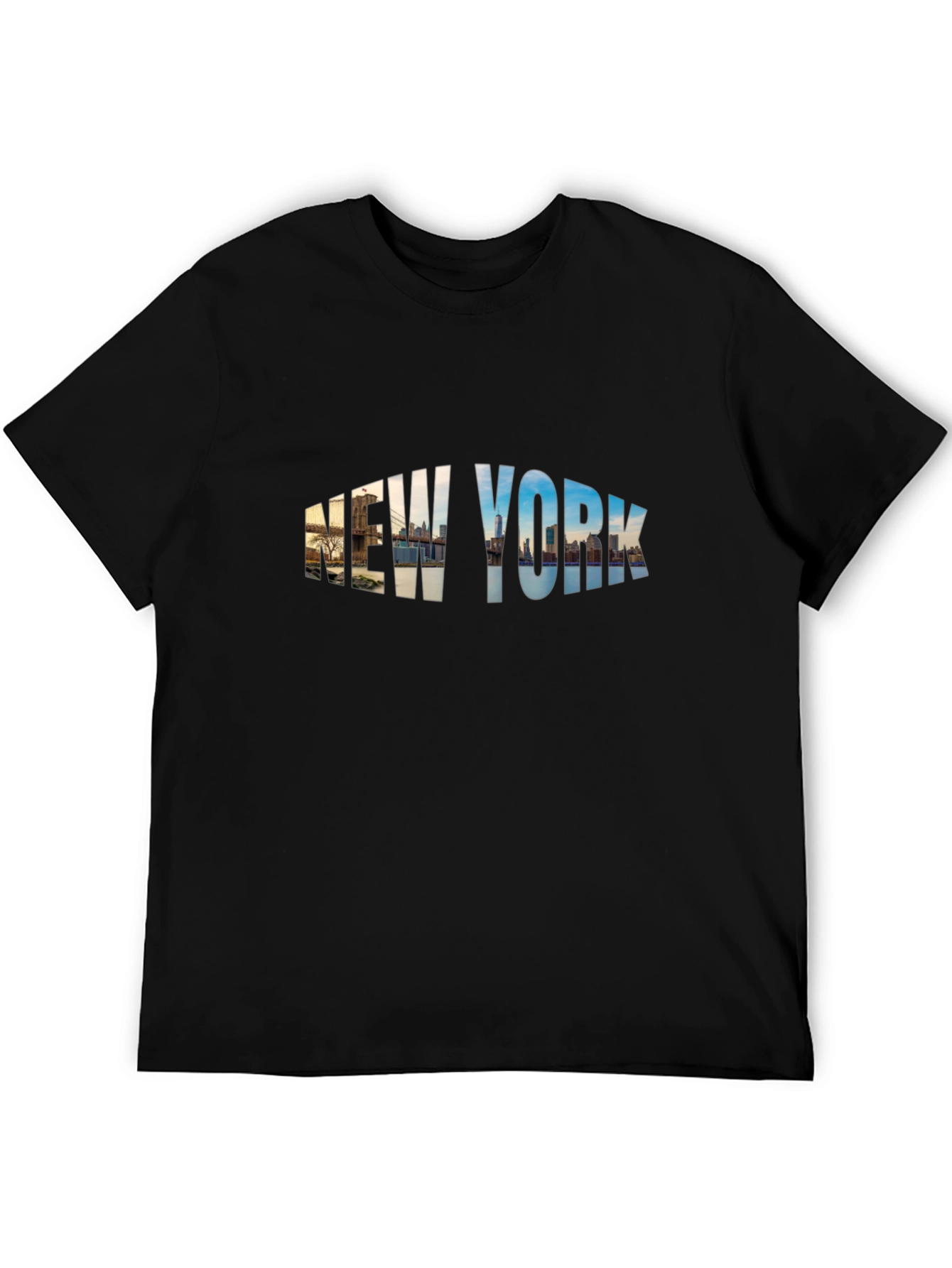 New York Skyline Graphic Print Black T-Shirt
