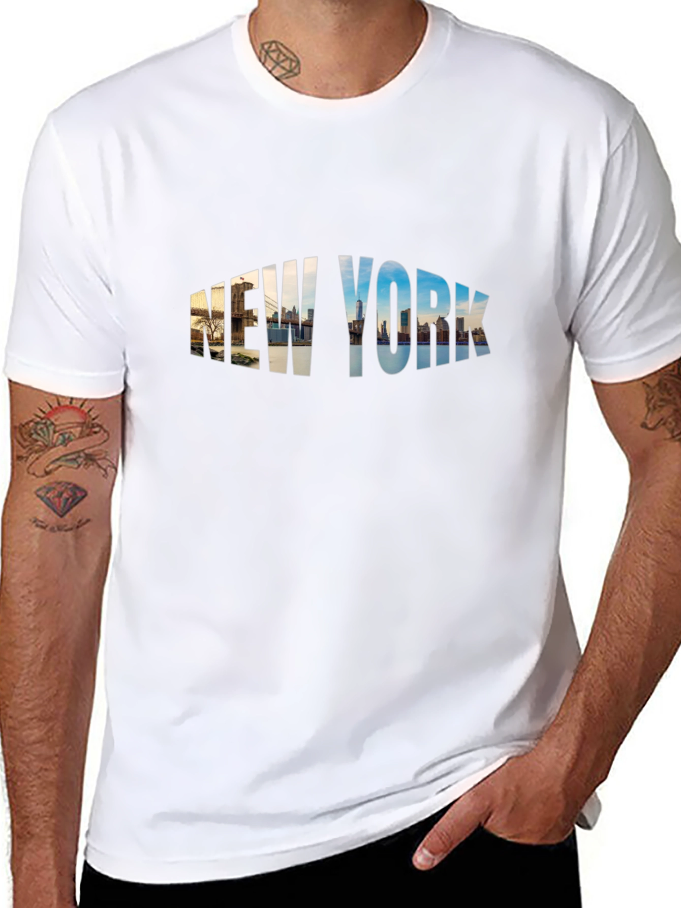 New York Skyline Graphic Print Black T-Shirt