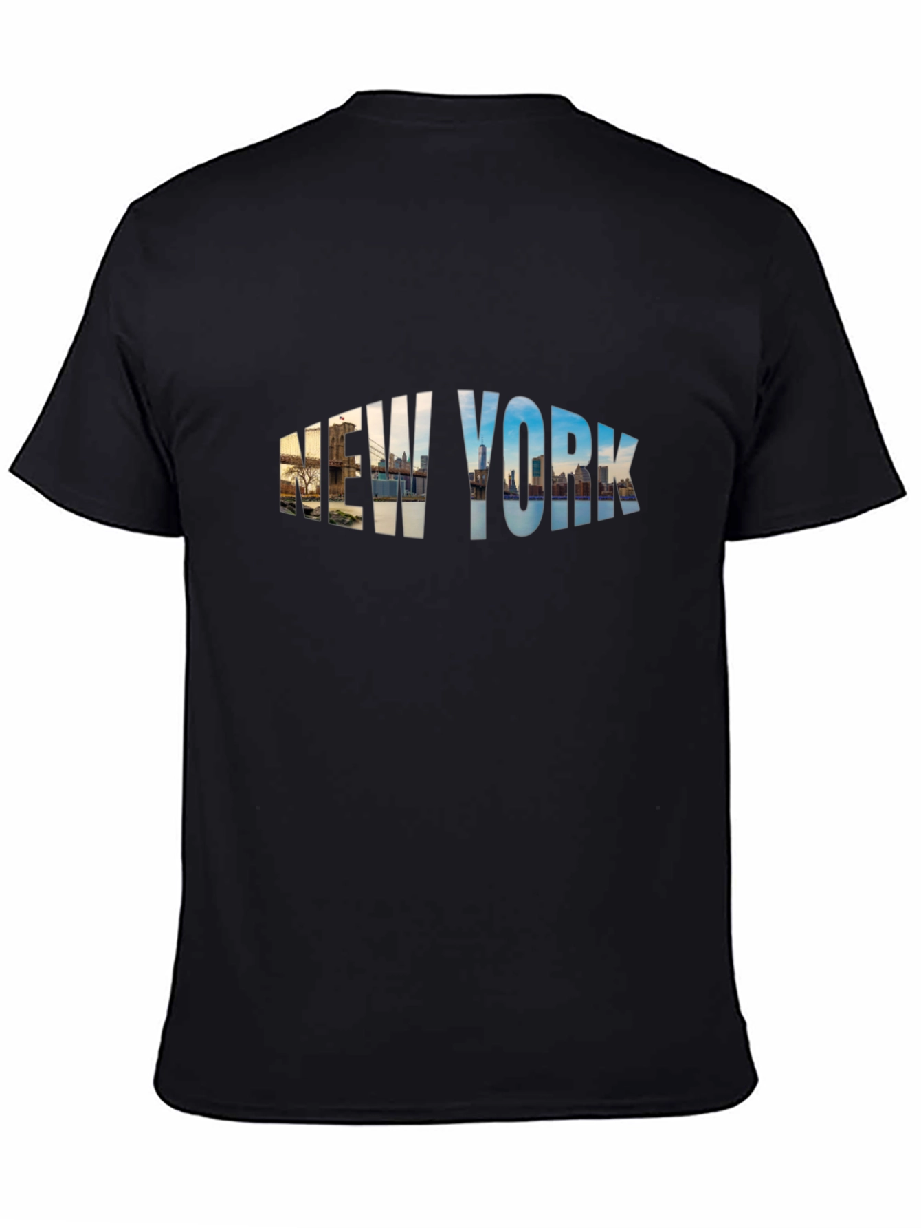 New York Skyline Graphic Print Black T-Shirt