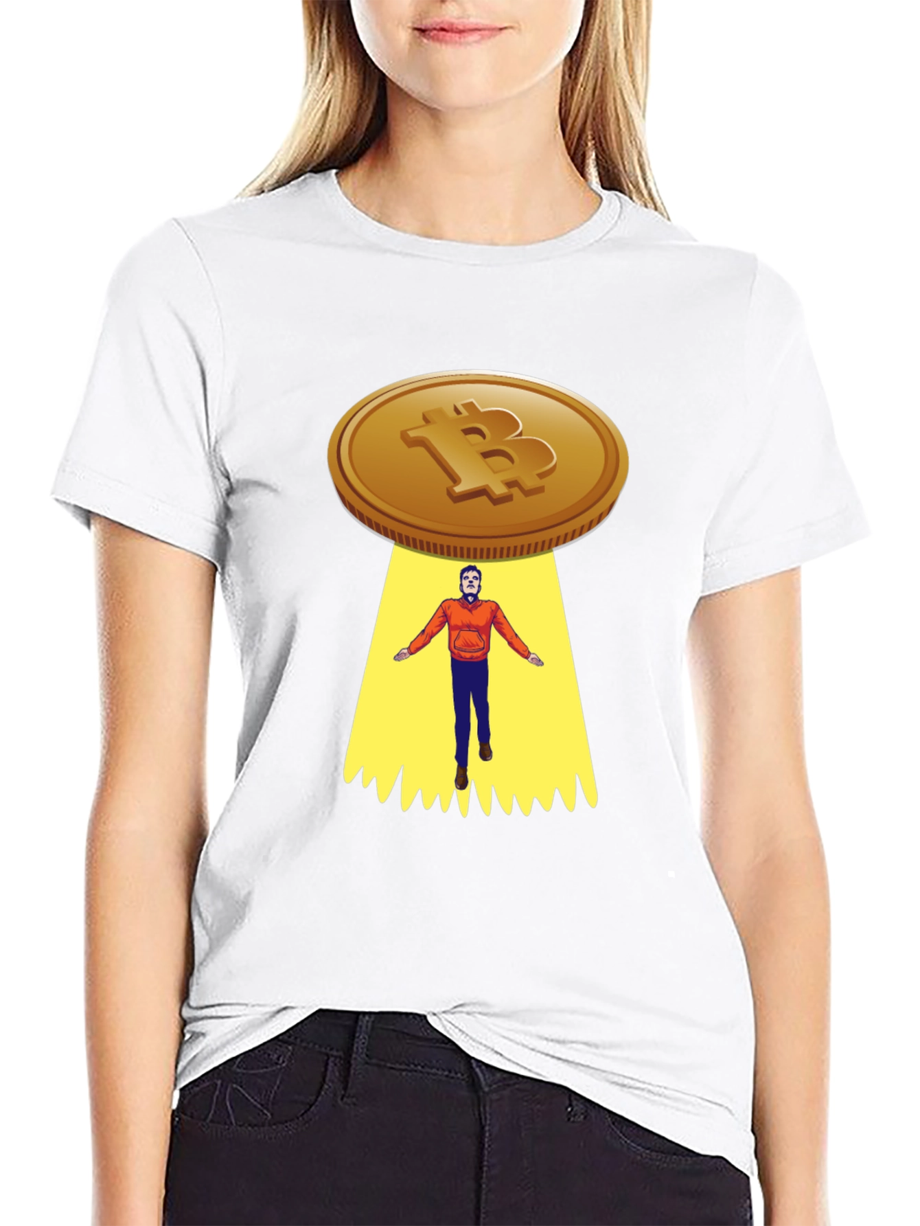 Bitcoin UFO Abduction Graphic T-Shirt