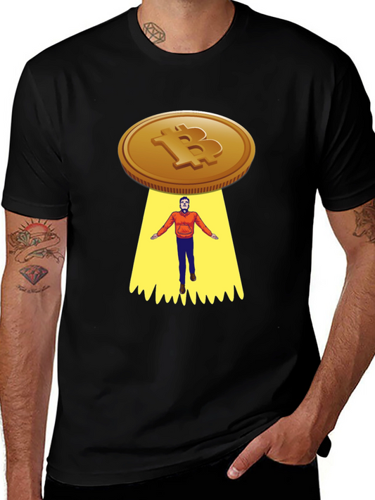 Bitcoin UFO Abduction Graphic T-Shirt