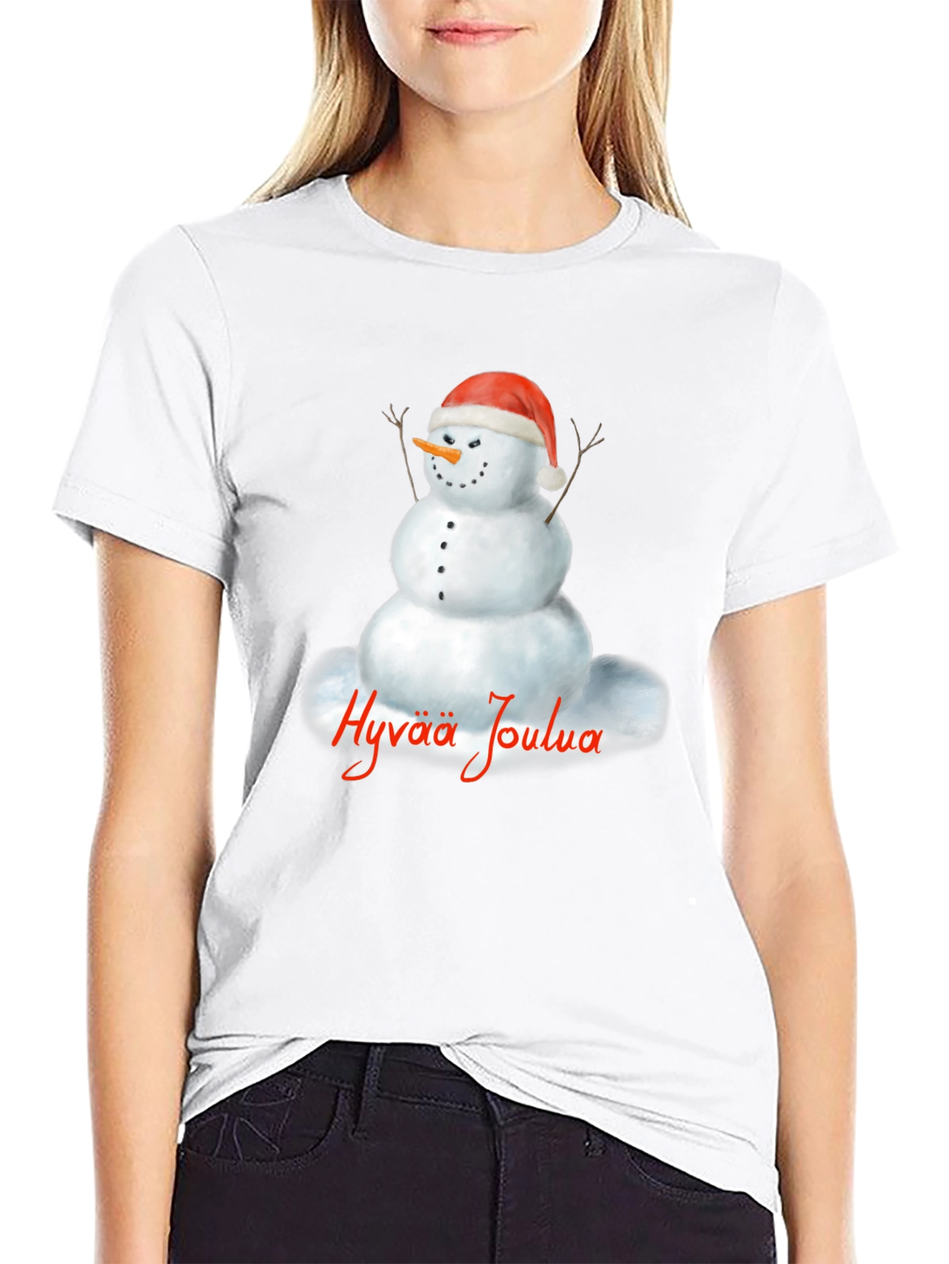 Hyvaa Joulua Snowman T-Shirt - Holiday Tee
