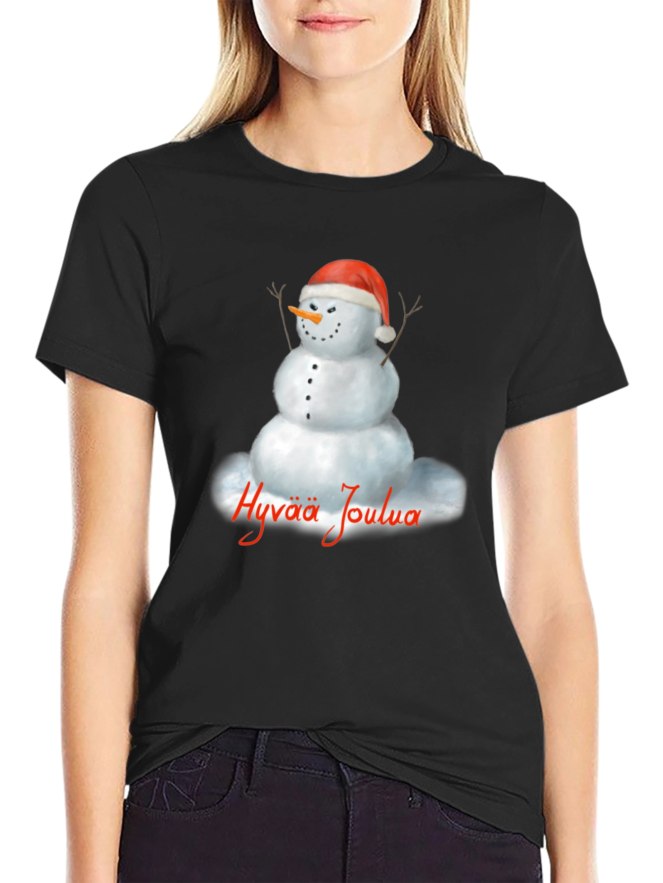 Hyvaa Joulua Snowman T-Shirt - Holiday Tee
