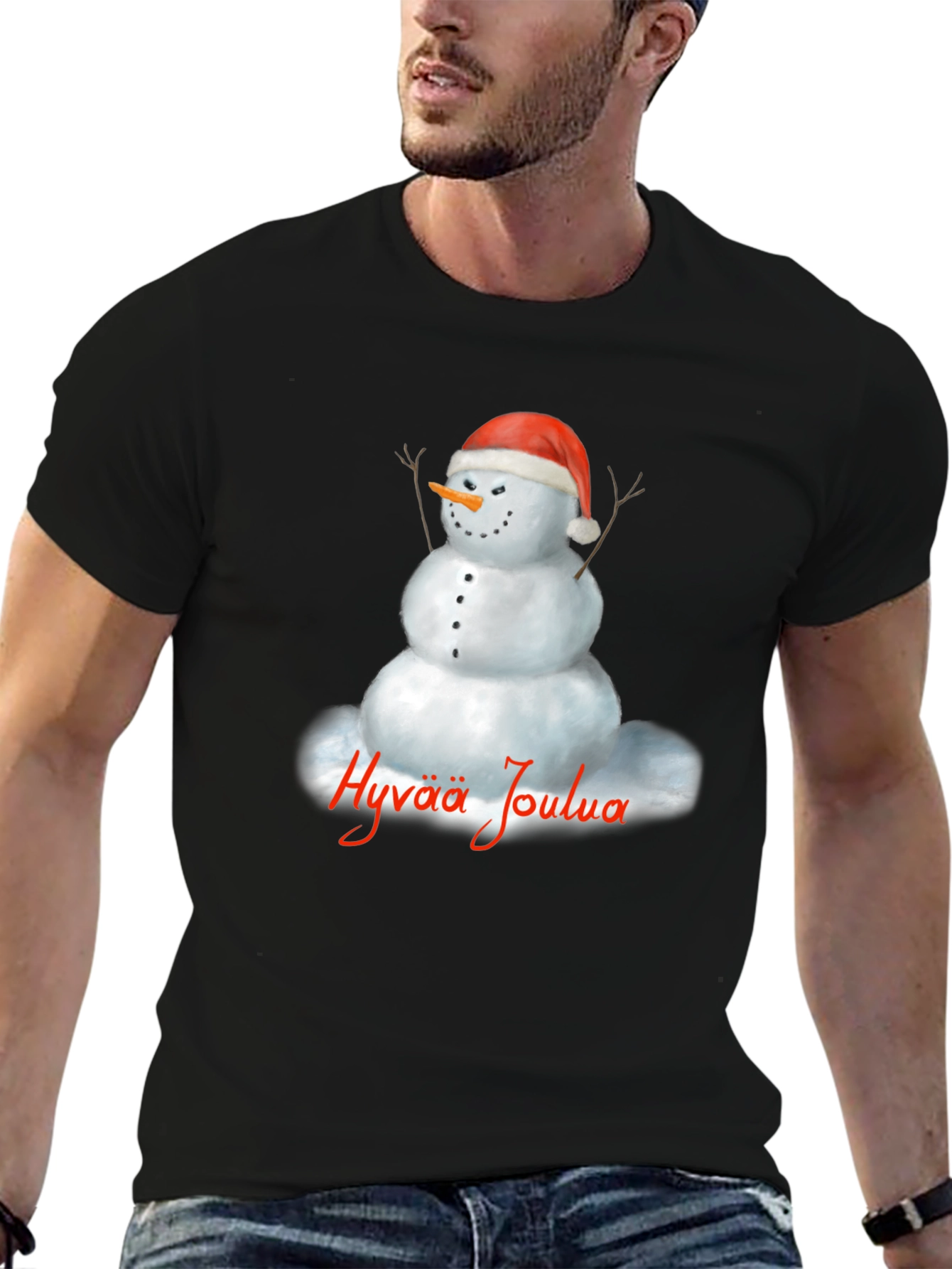 Hyvaa Joulua Snowman T-Shirt - Holiday Tee