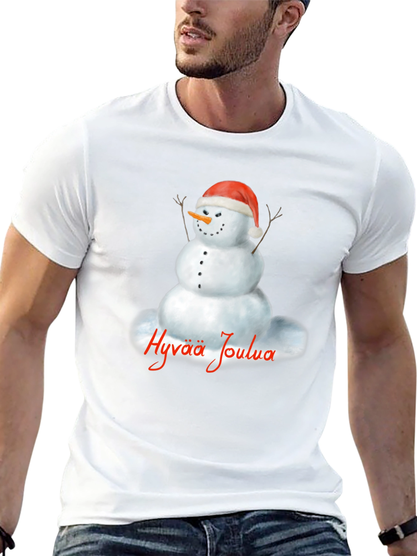 Hyvaa Joulua Snowman T-Shirt - Holiday Tee