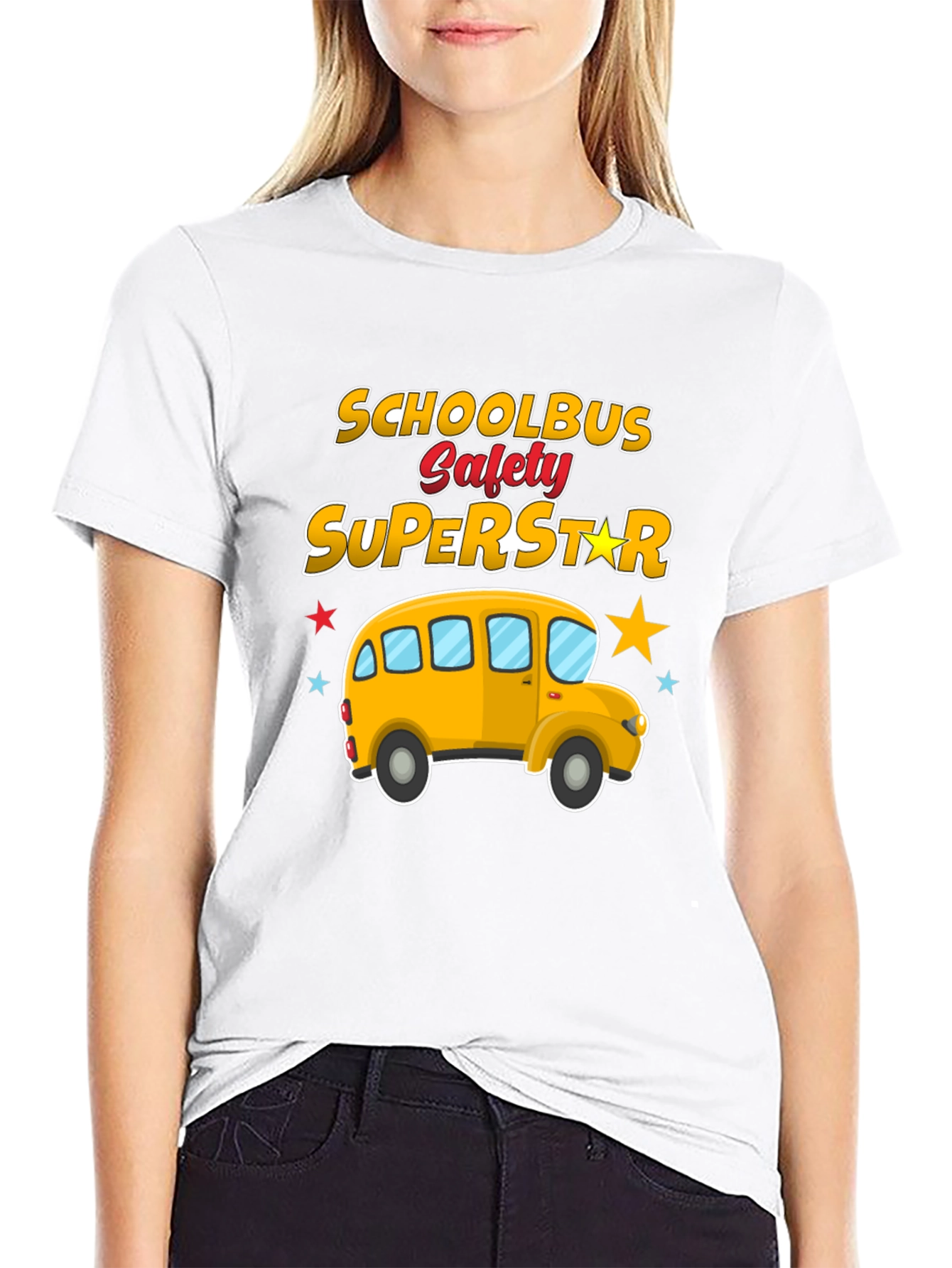 School Bus Safety Superstar Black T-Shirt