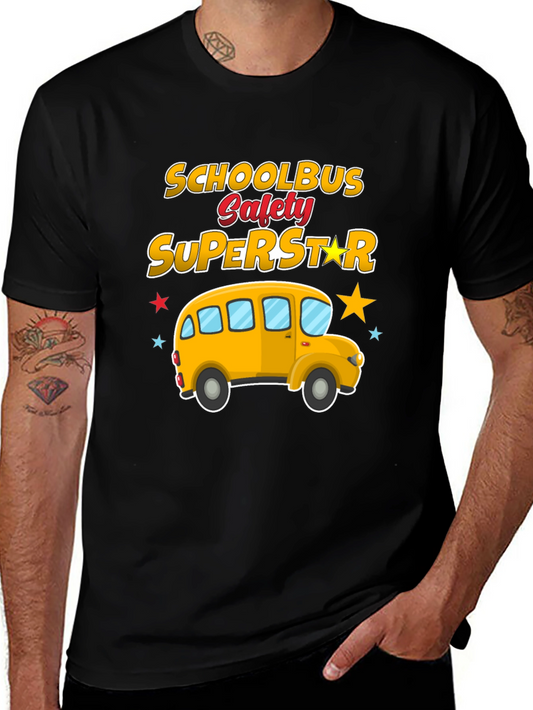 School Bus Safety Superstar Black T-Shirt