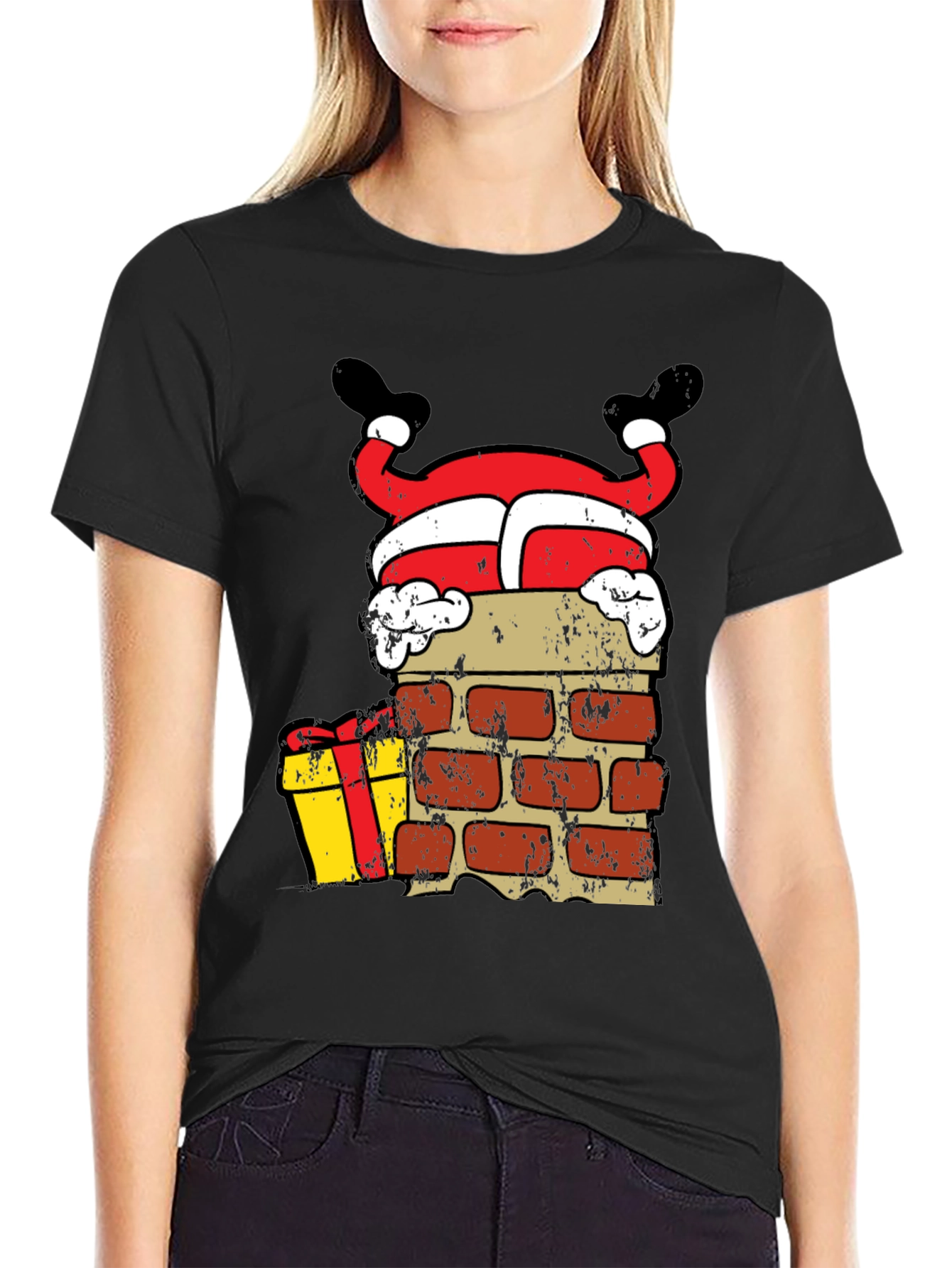 Funny Santa Stuck in Chimney Christmas T-Shirt