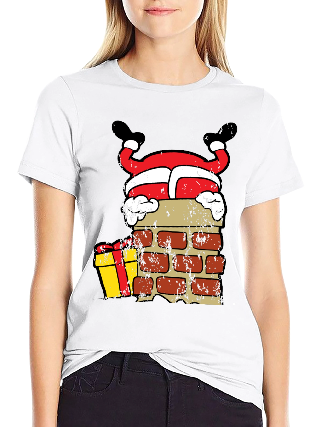 Funny Santa Stuck in Chimney Christmas T-Shirt