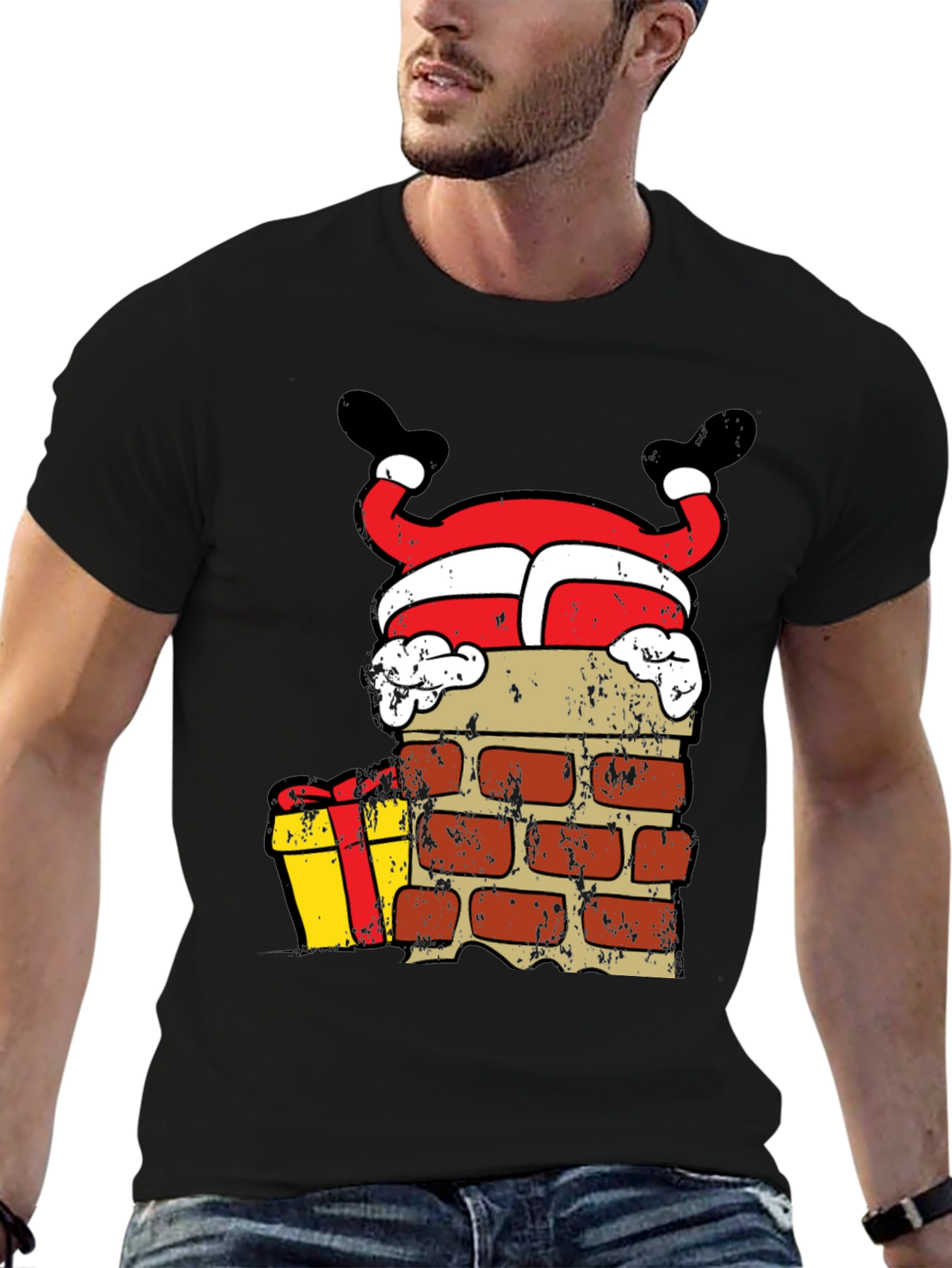 Funny Santa Stuck in Chimney Christmas T-Shirt