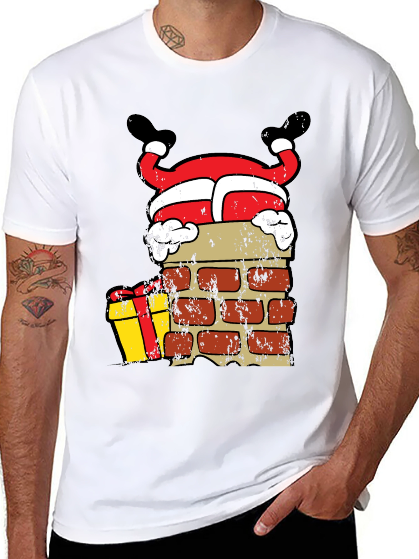 Funny Santa Stuck in Chimney Christmas T-Shirt
