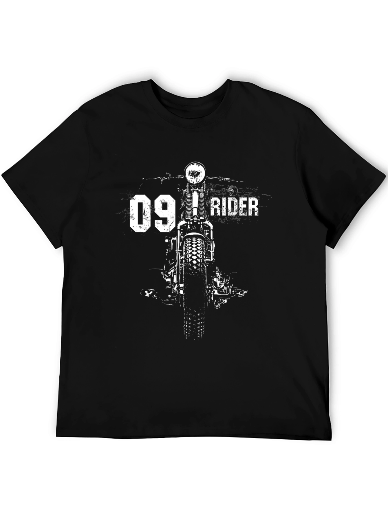 Motorcycle Rider Graphic Tee - Black Cotton