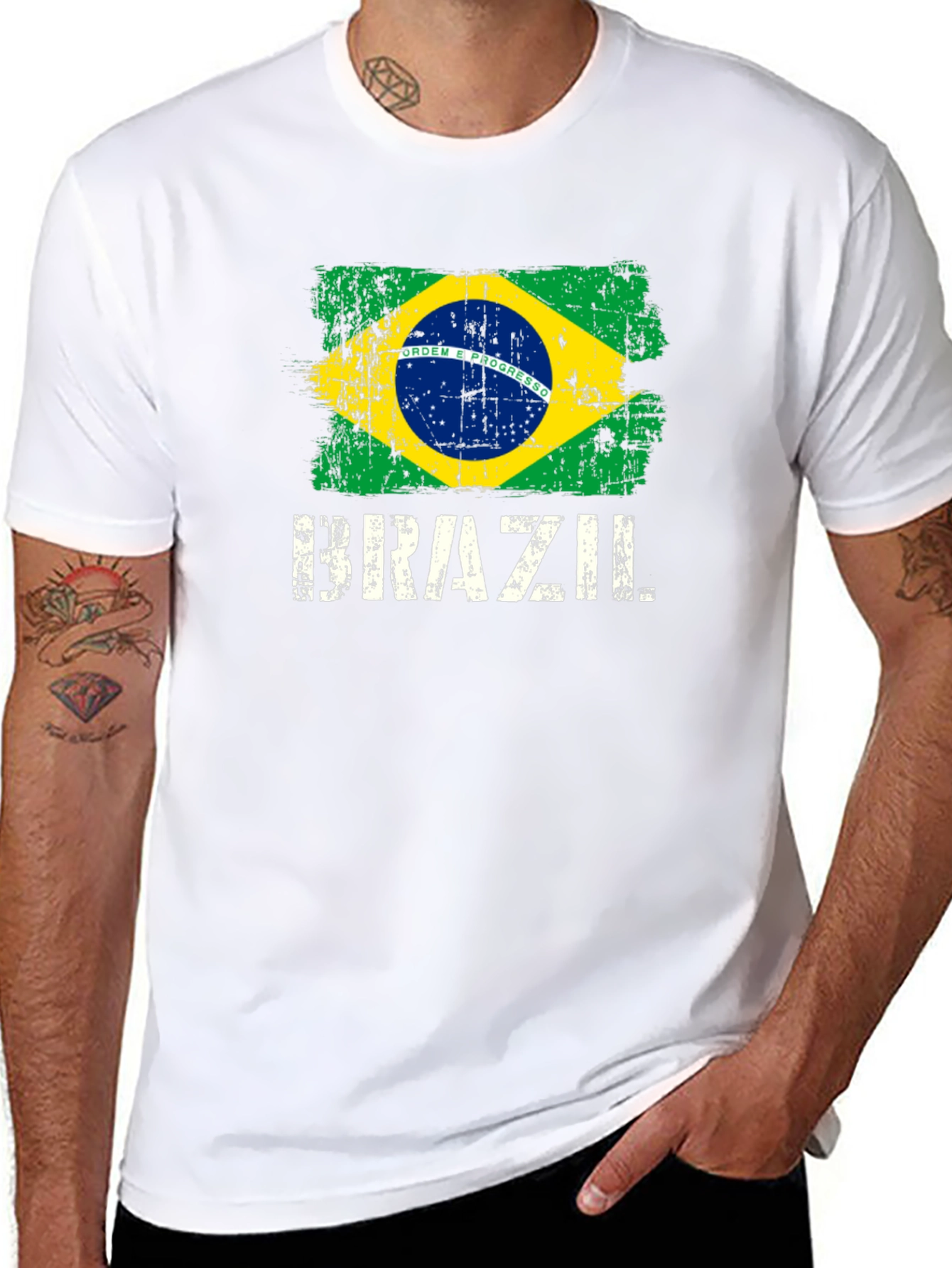 Brazil Flag T-Shirt - Distressed Graphic Tee
