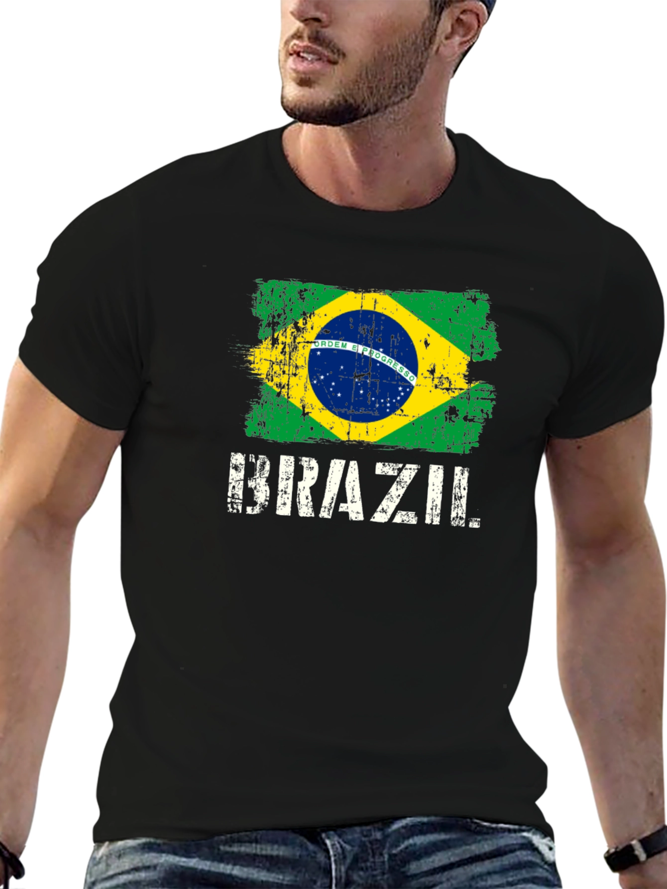 Brazil Flag T-Shirt - Distressed Graphic Tee