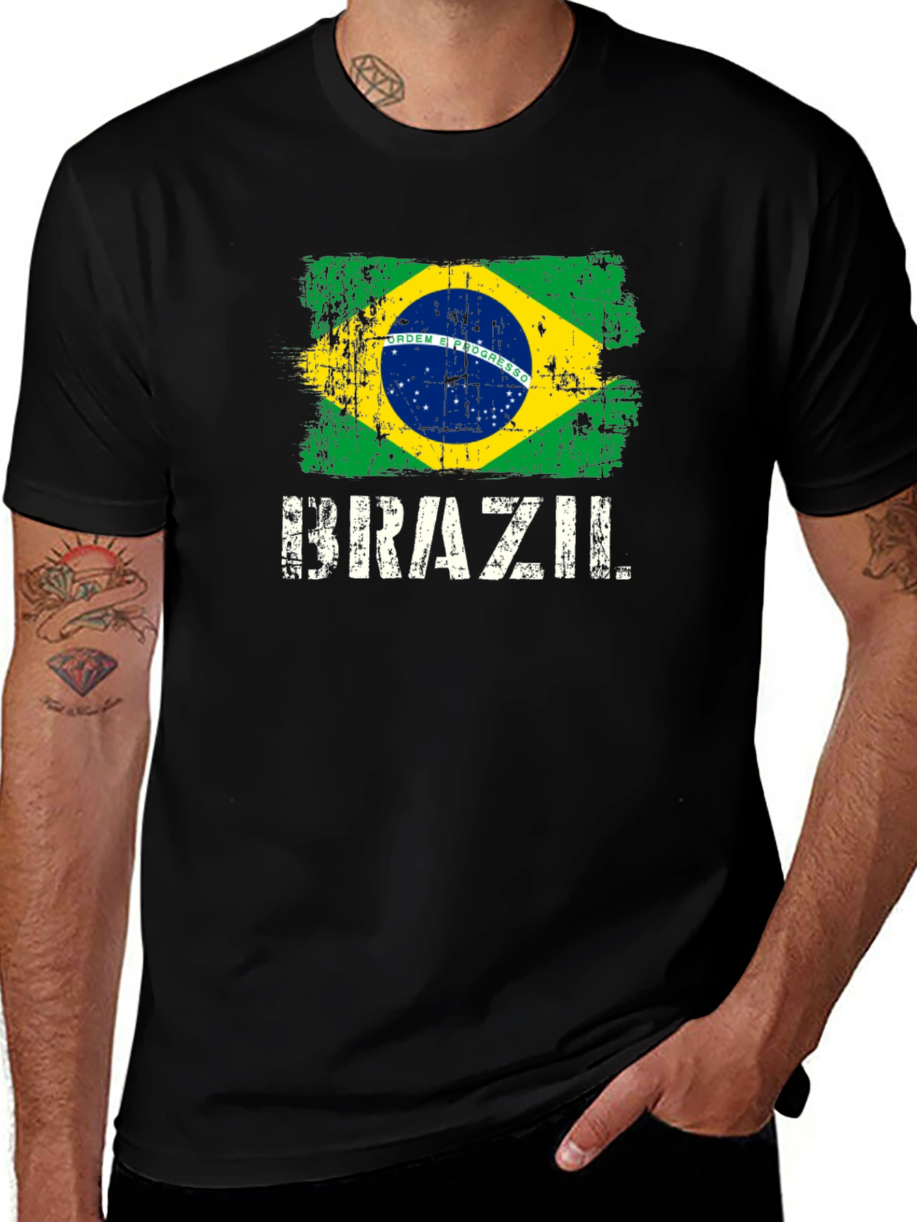 Brazil Flag T-Shirt - Distressed Graphic Tee