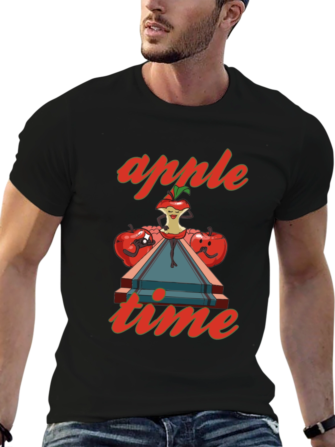 Apple Time Graphic T-Shirt - Fun & Quirky Design