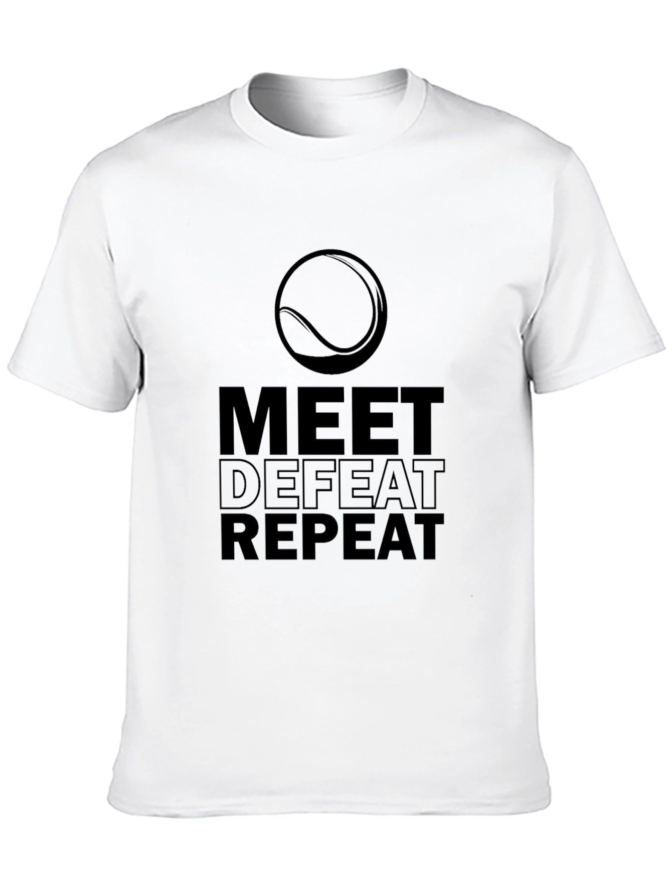 Meet Defeat Repeat Tennis Graphic T-Shirt
