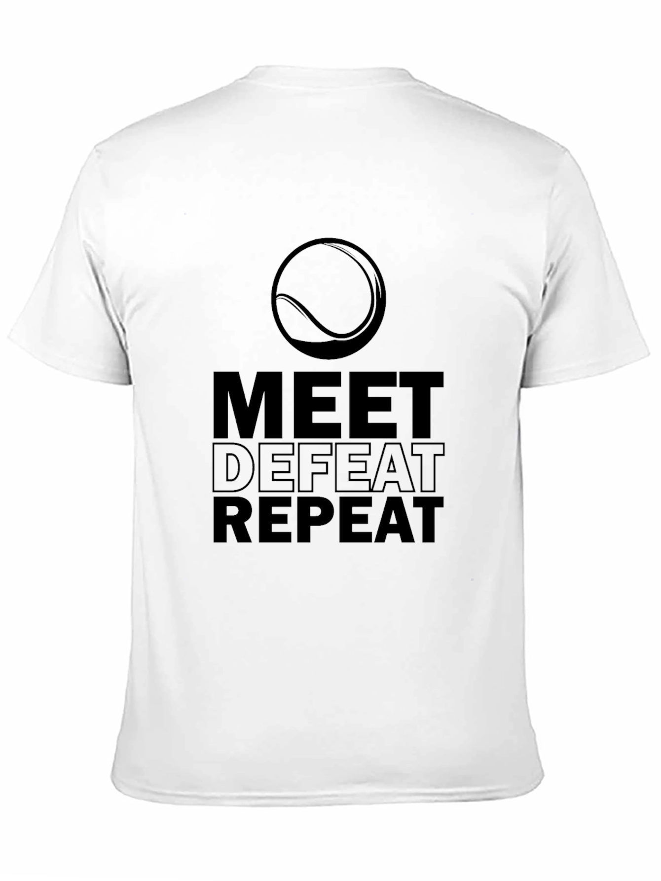 Meet Defeat Repeat Tennis Graphic T-Shirt