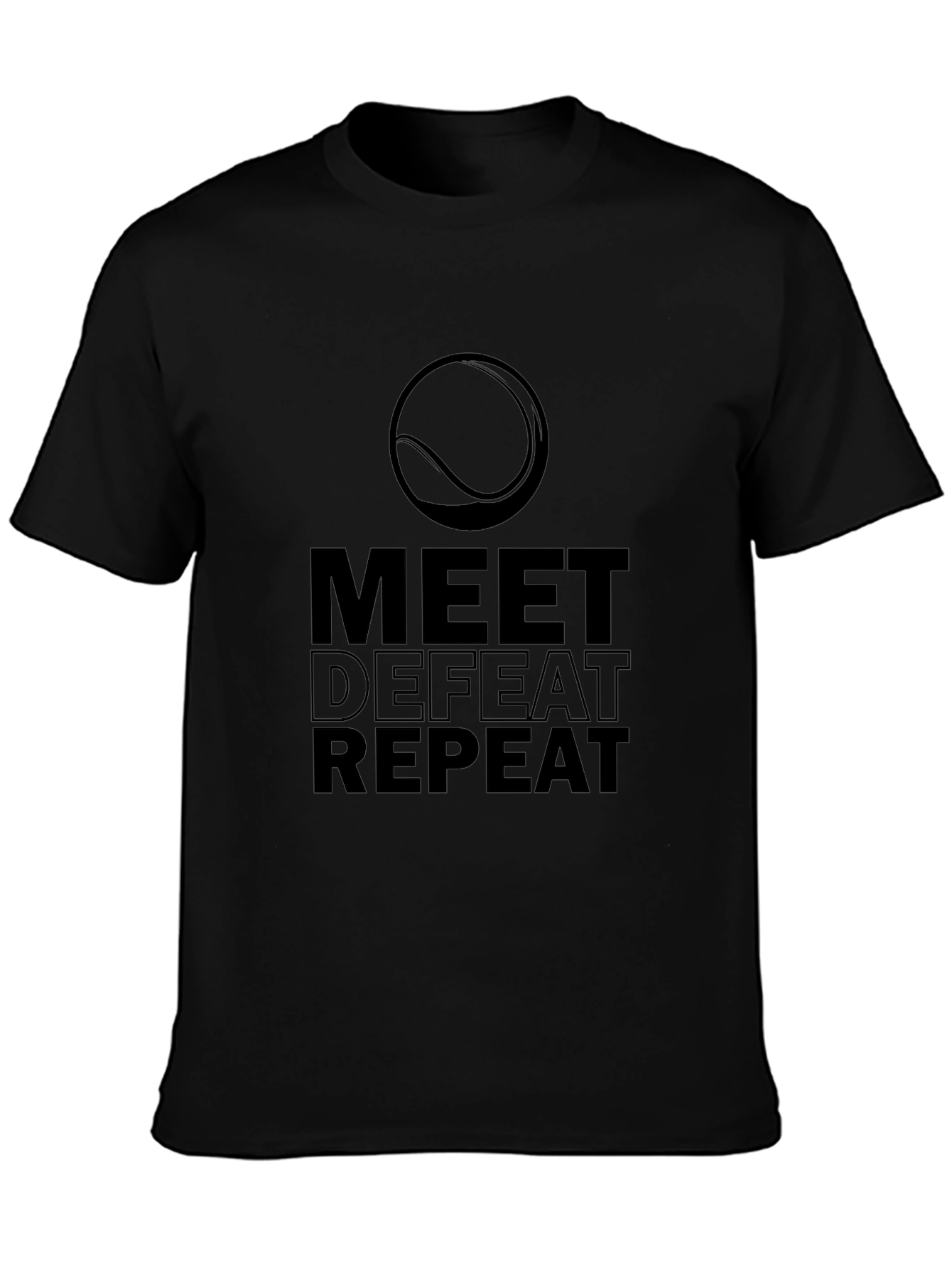 Meet Defeat Repeat Tennis Graphic T-Shirt