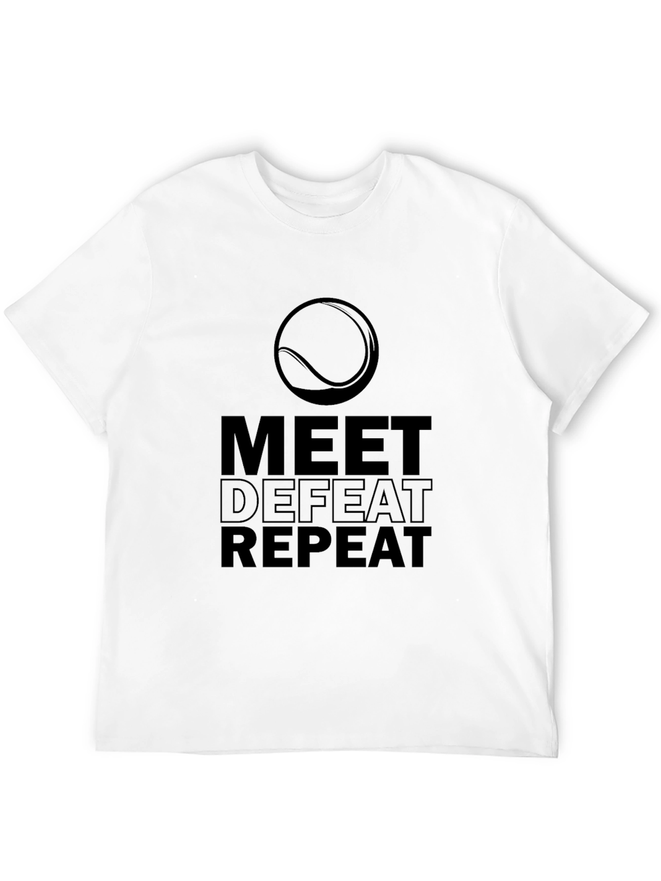 Meet Defeat Repeat Tennis Graphic T-Shirt