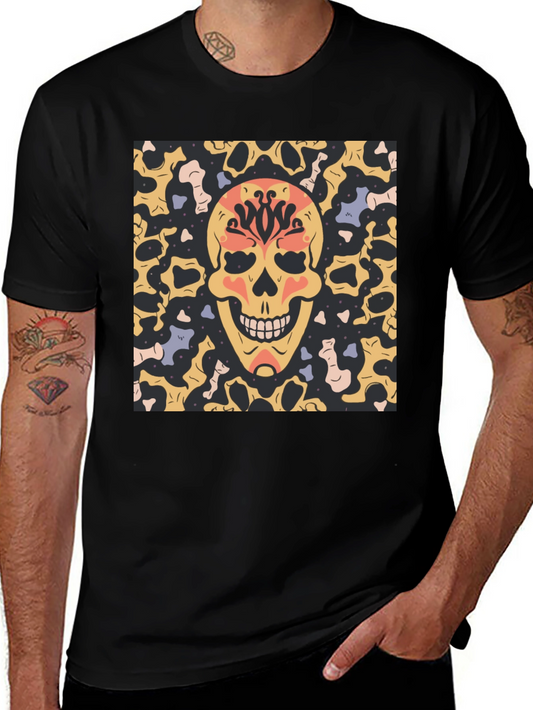 Skull Graphic Print T-Shirt - Black