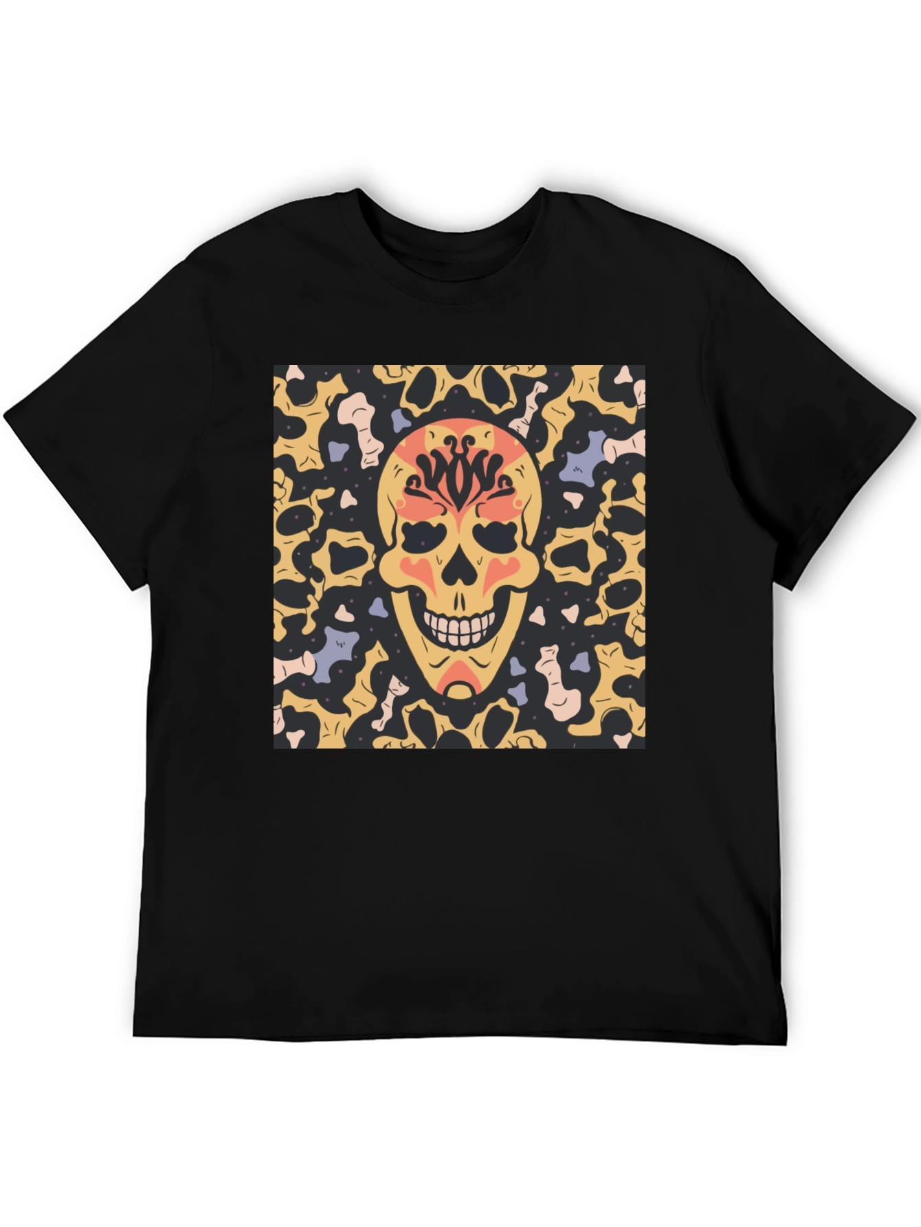 Skull Graphic Print T-Shirt - Black