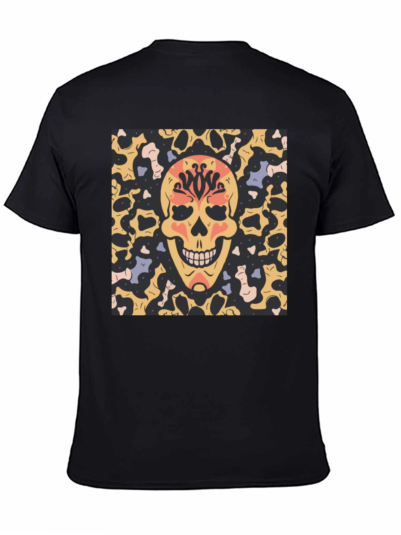 Skull Graphic Print T-Shirt - Black