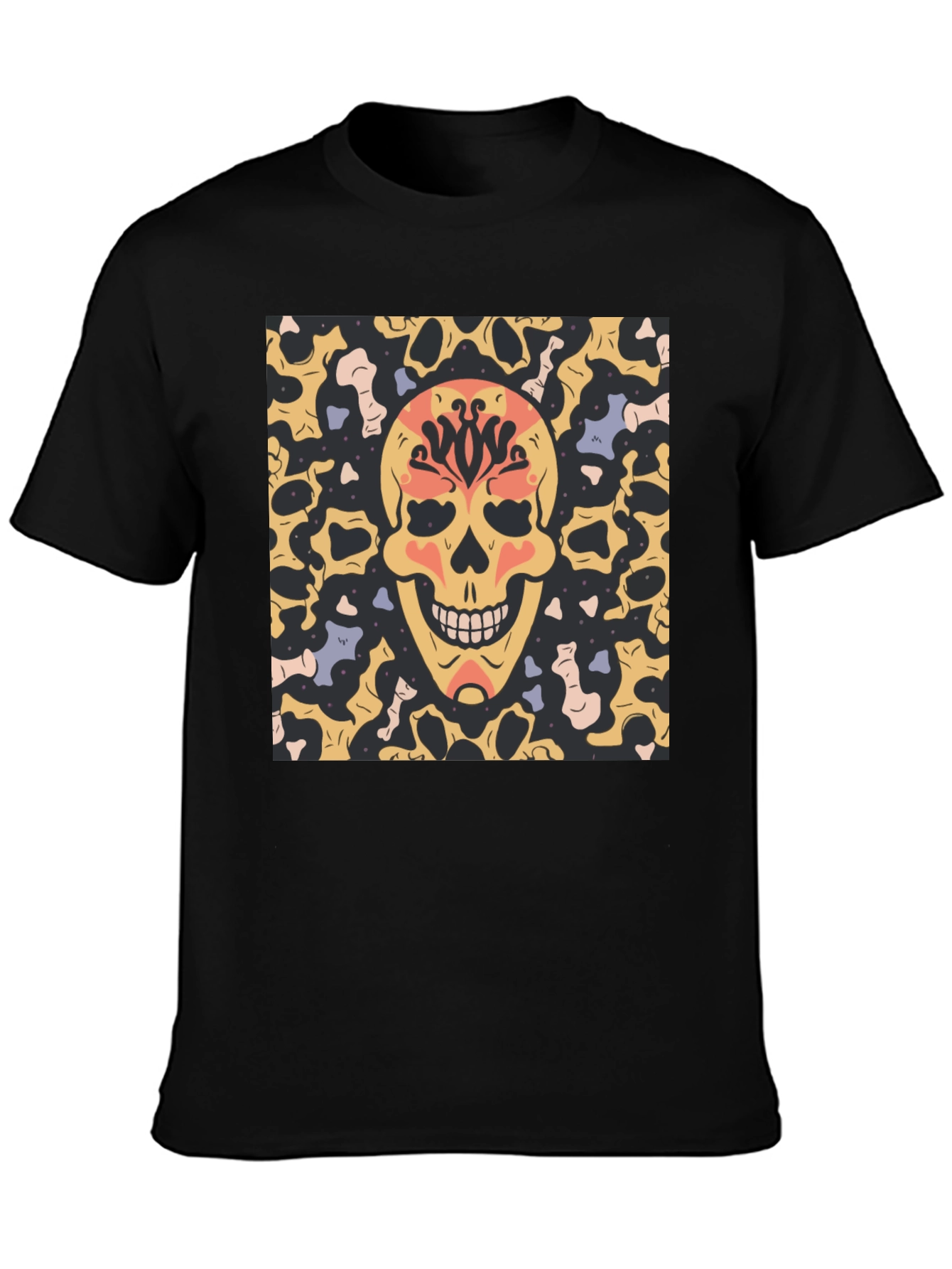 Skull Graphic Print T-Shirt - Black