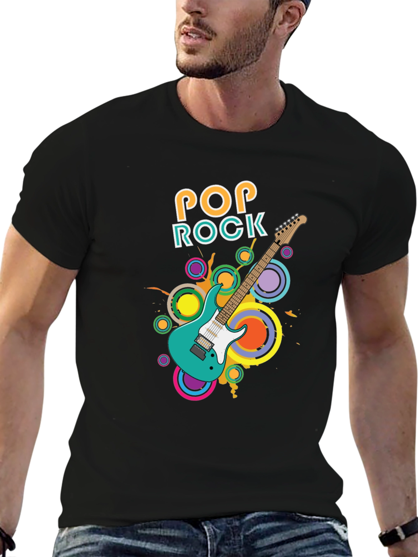 Pop Rock Guitar Graphic T-Shirt - Cool Music Tee