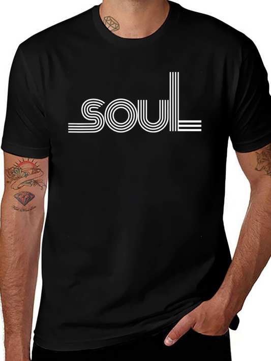 Soul Retro Graphic Tee - Black Cotton T-Shirt