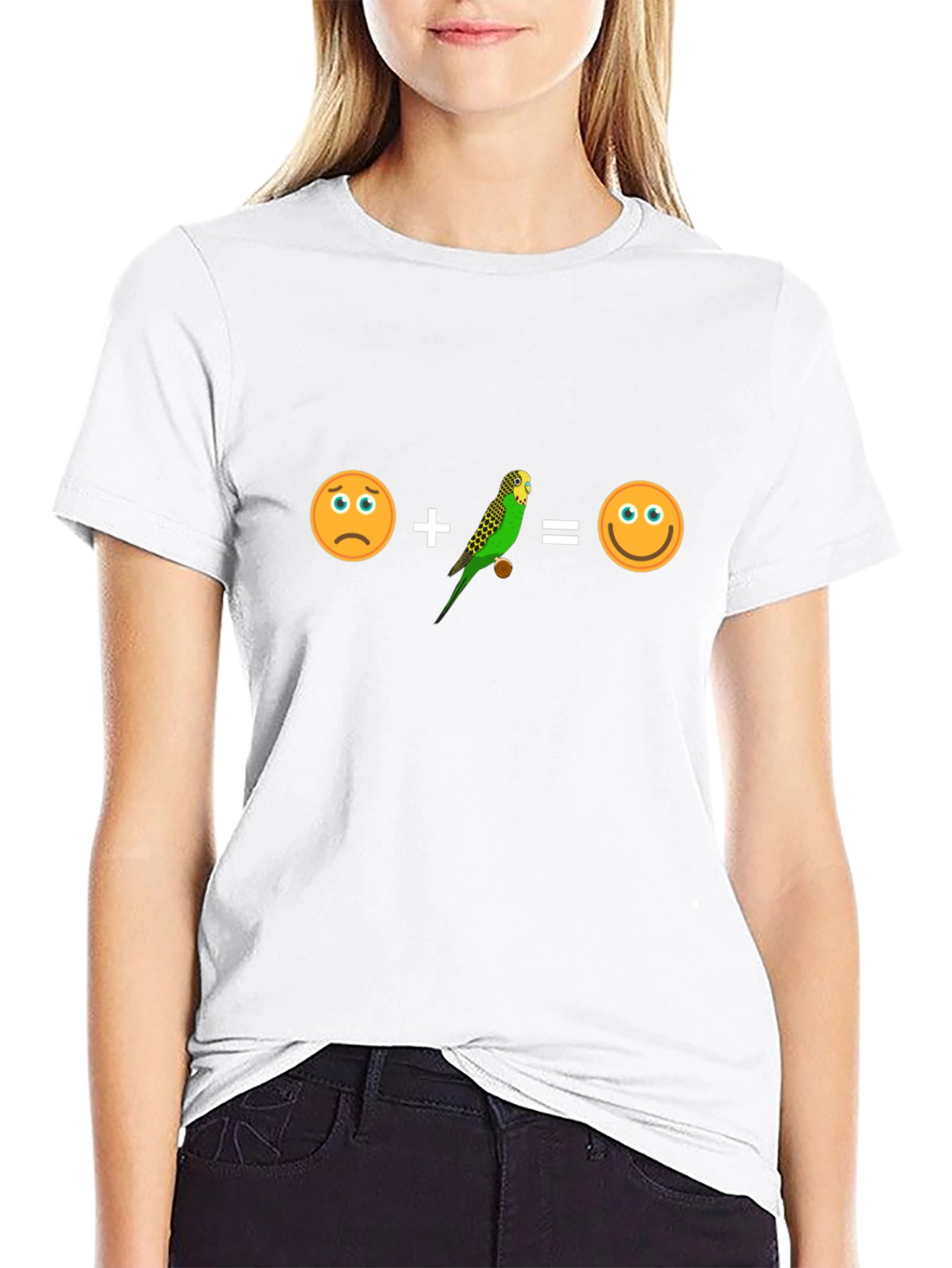 Funny Budgie T-Shirt - Sad + Bird = Happy!