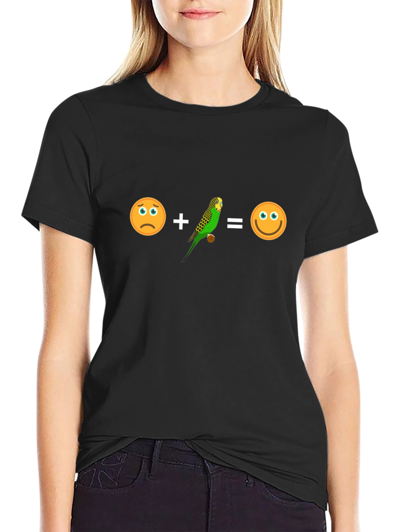 Funny Budgie T-Shirt - Sad + Bird = Happy!