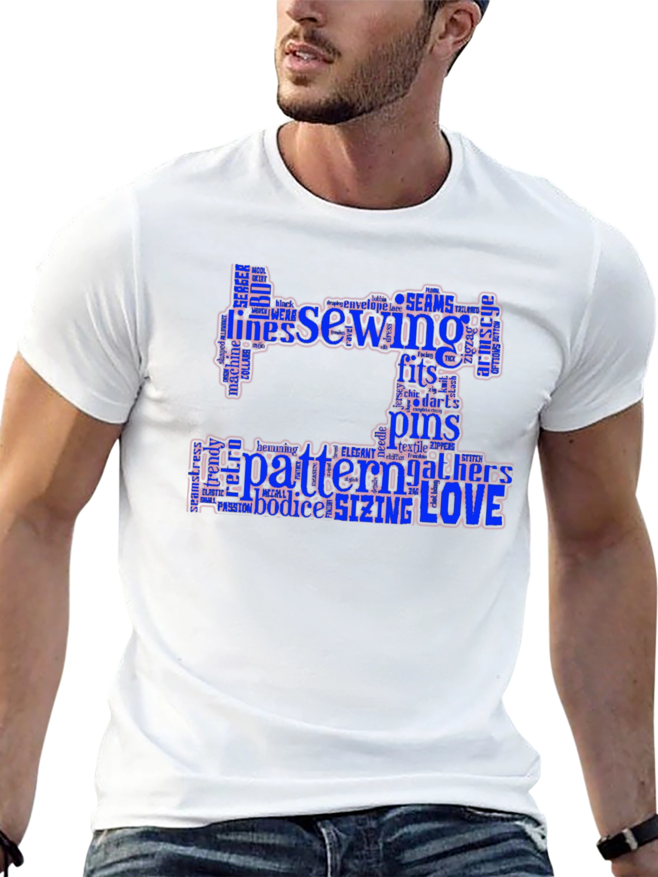 Sewing Word Art T-Shirt - Black Cotton Tee
