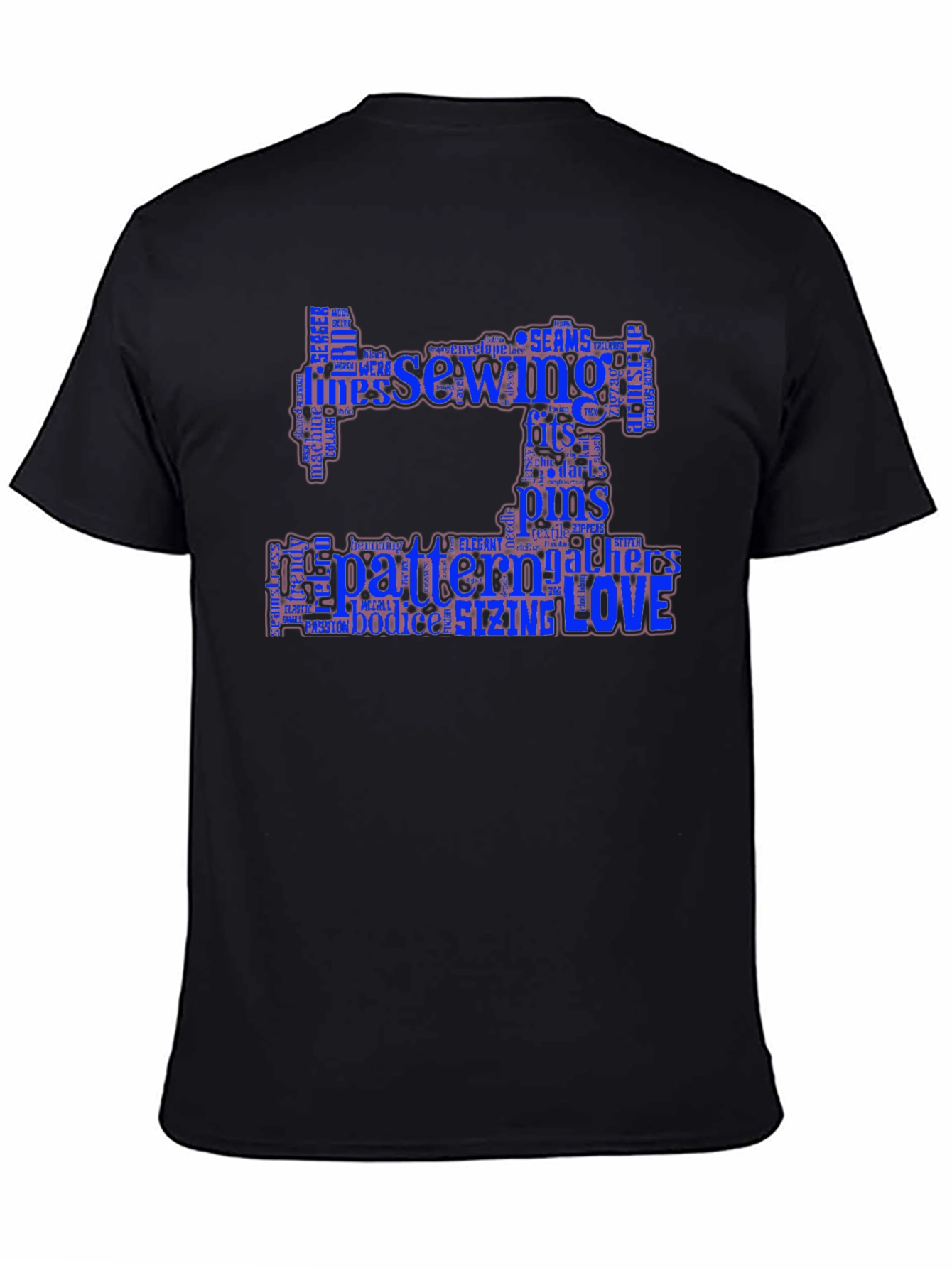 Sewing Word Art T-Shirt - Black Cotton Tee