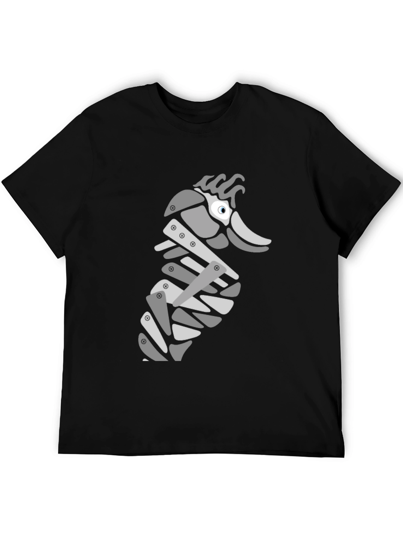 Modern Seahorse Graphic Tee - Black