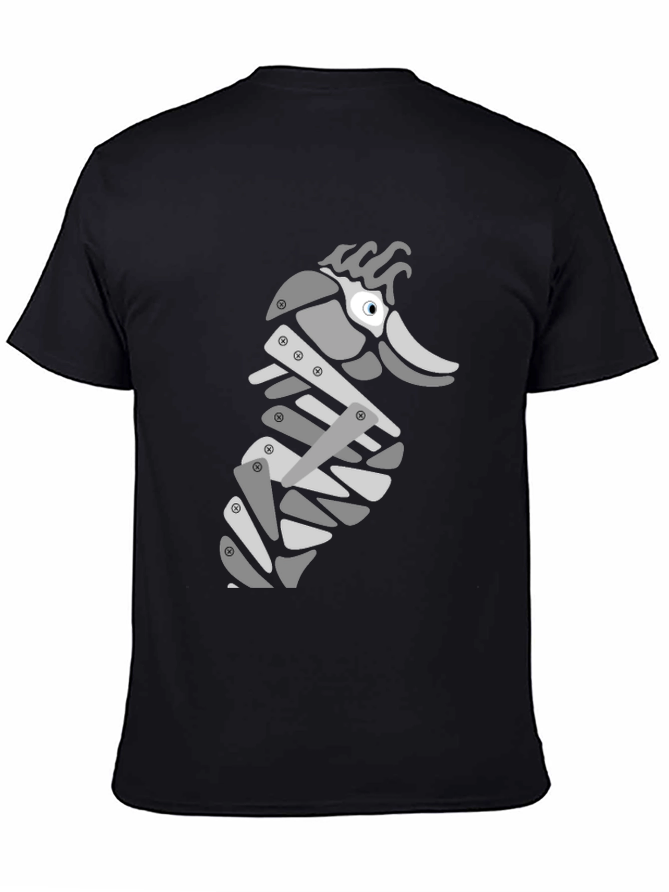 Modern Seahorse Graphic Tee - Black