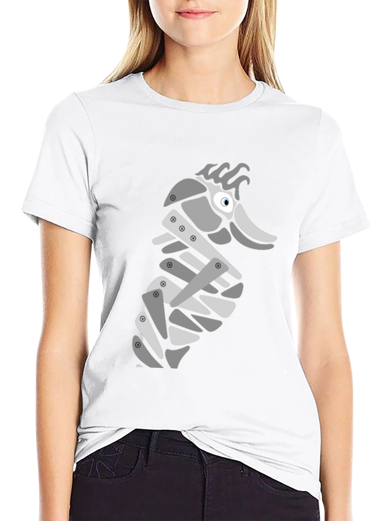 Modern Seahorse Graphic Tee - Black