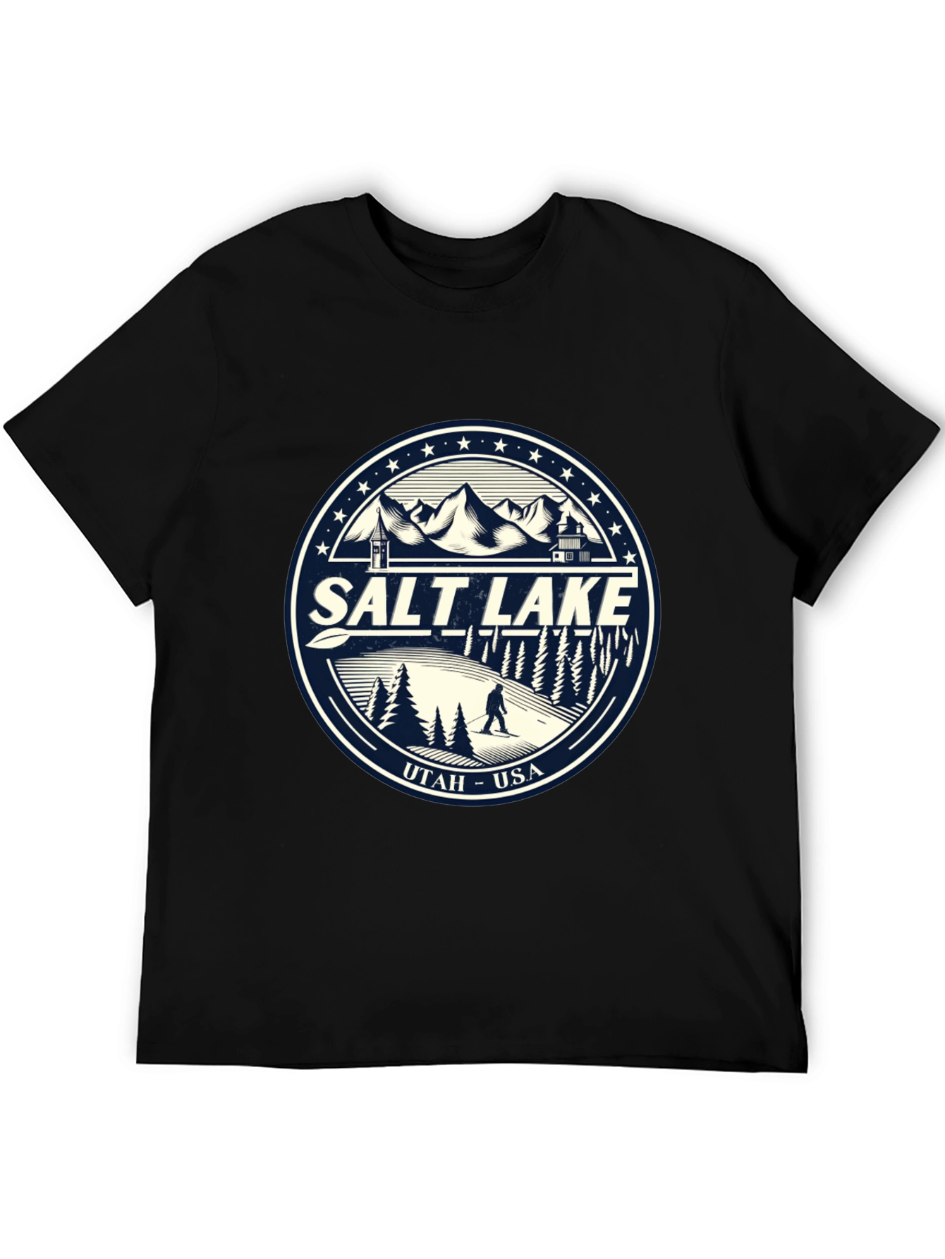 Salt Lake Utah Graphic Tee - Black Cotton T-Shirt