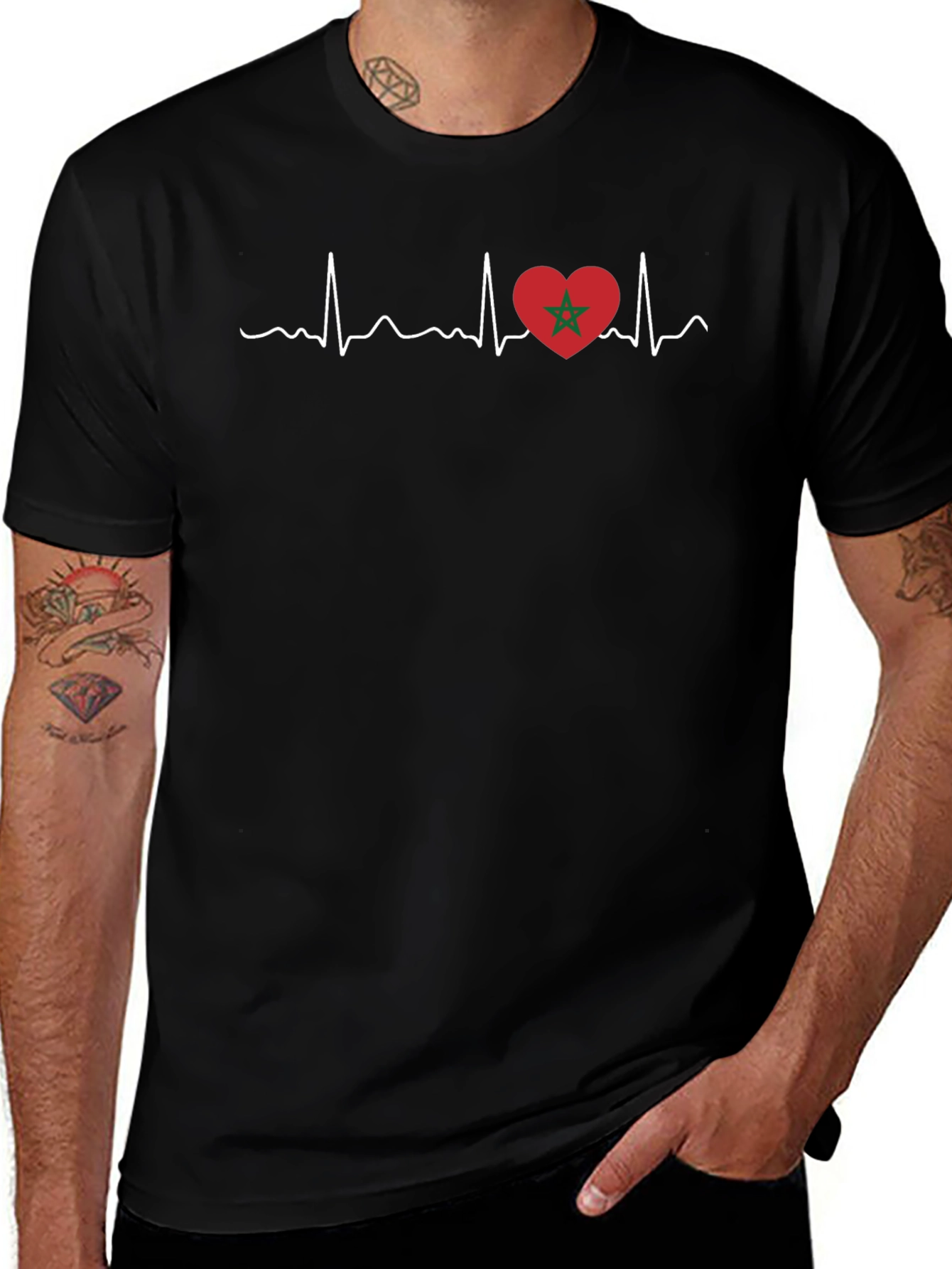 Morocco Heartbeat T-Shirt - Black
