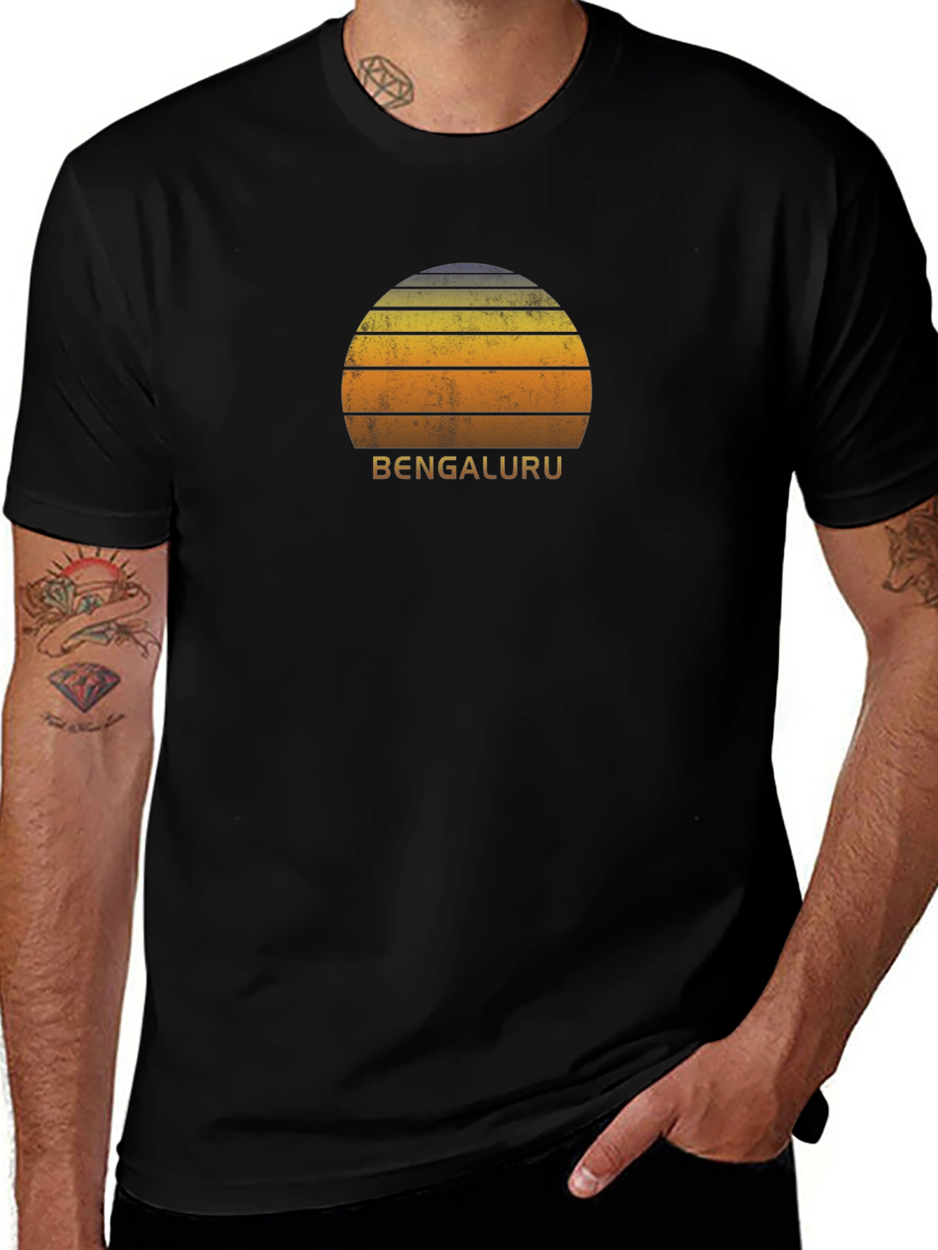 Bengaluru Sunset Graphic Tee - Retro Style