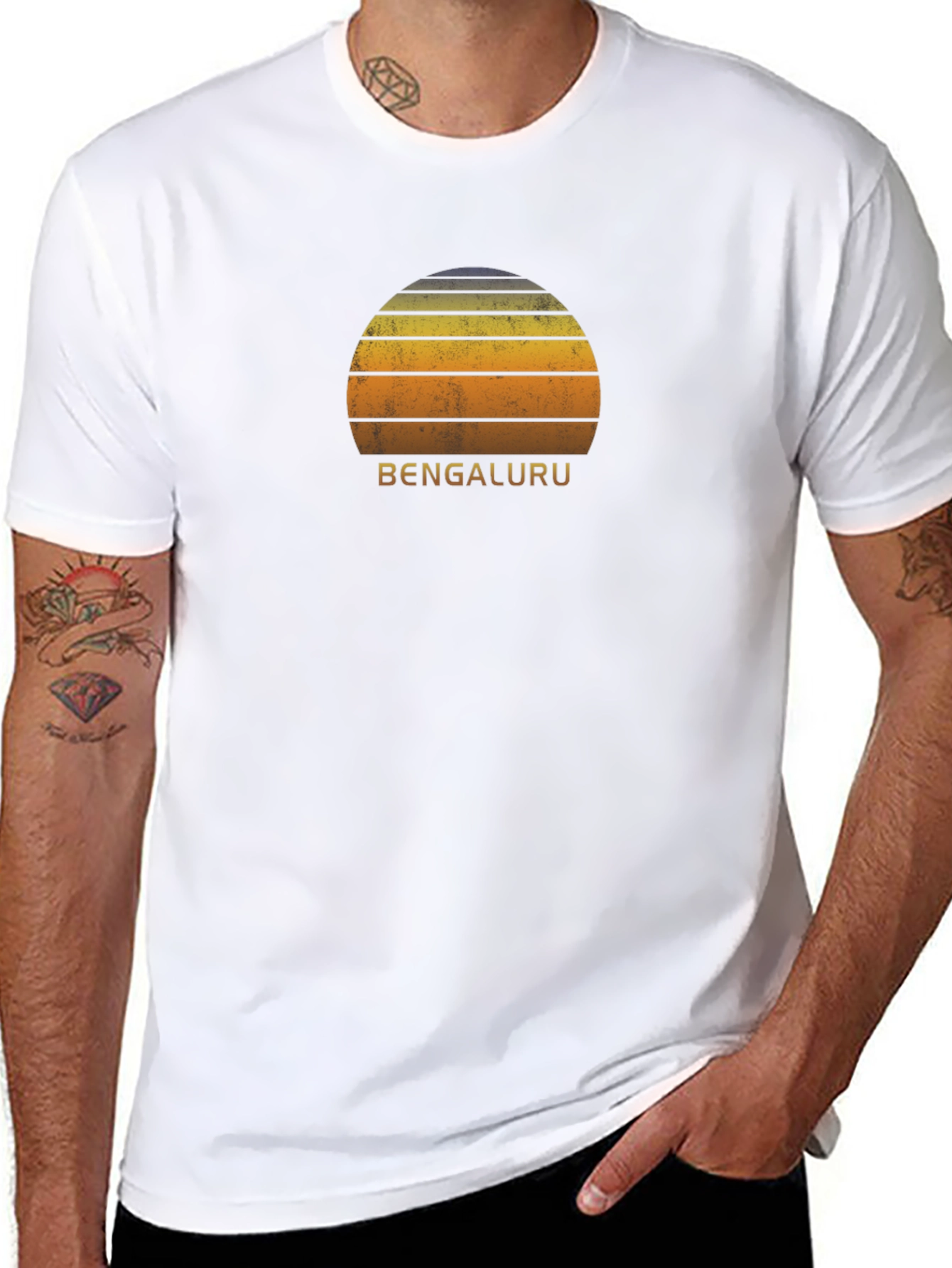 Bengaluru Sunset Graphic Tee - Retro Style