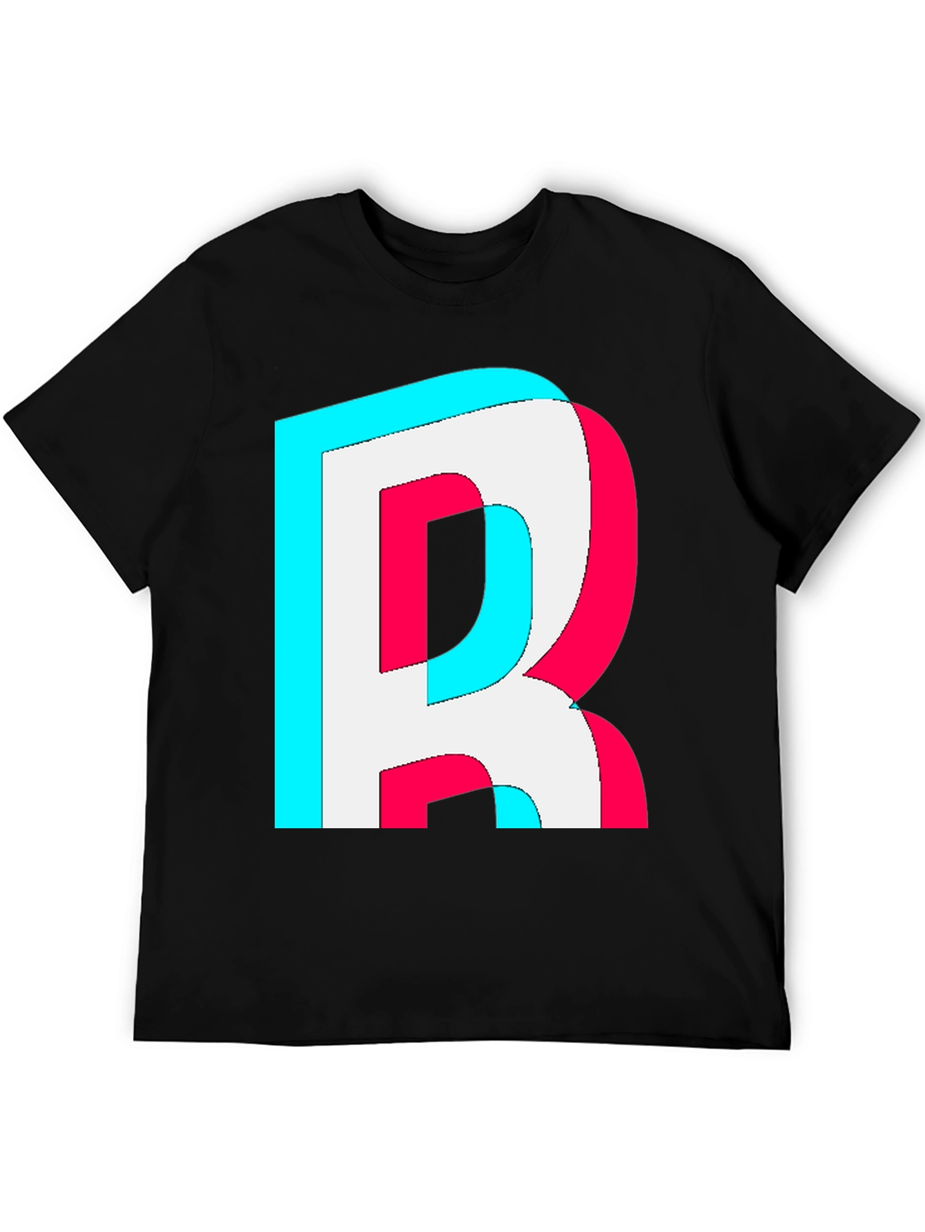 Letter R Graphic Tee - Trendy 3D Effect