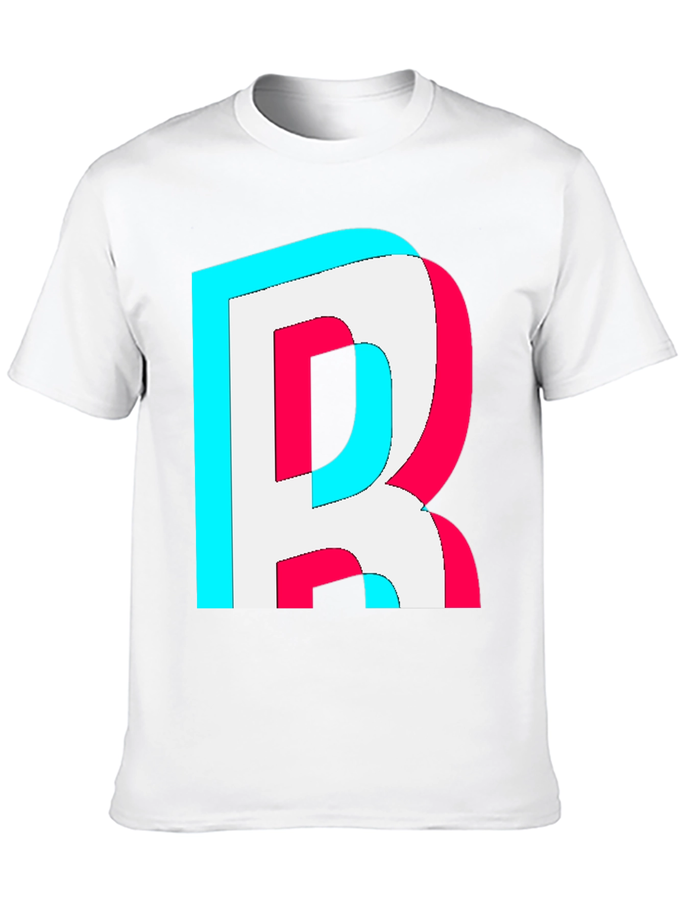 Letter R Graphic Tee - Trendy 3D Effect
