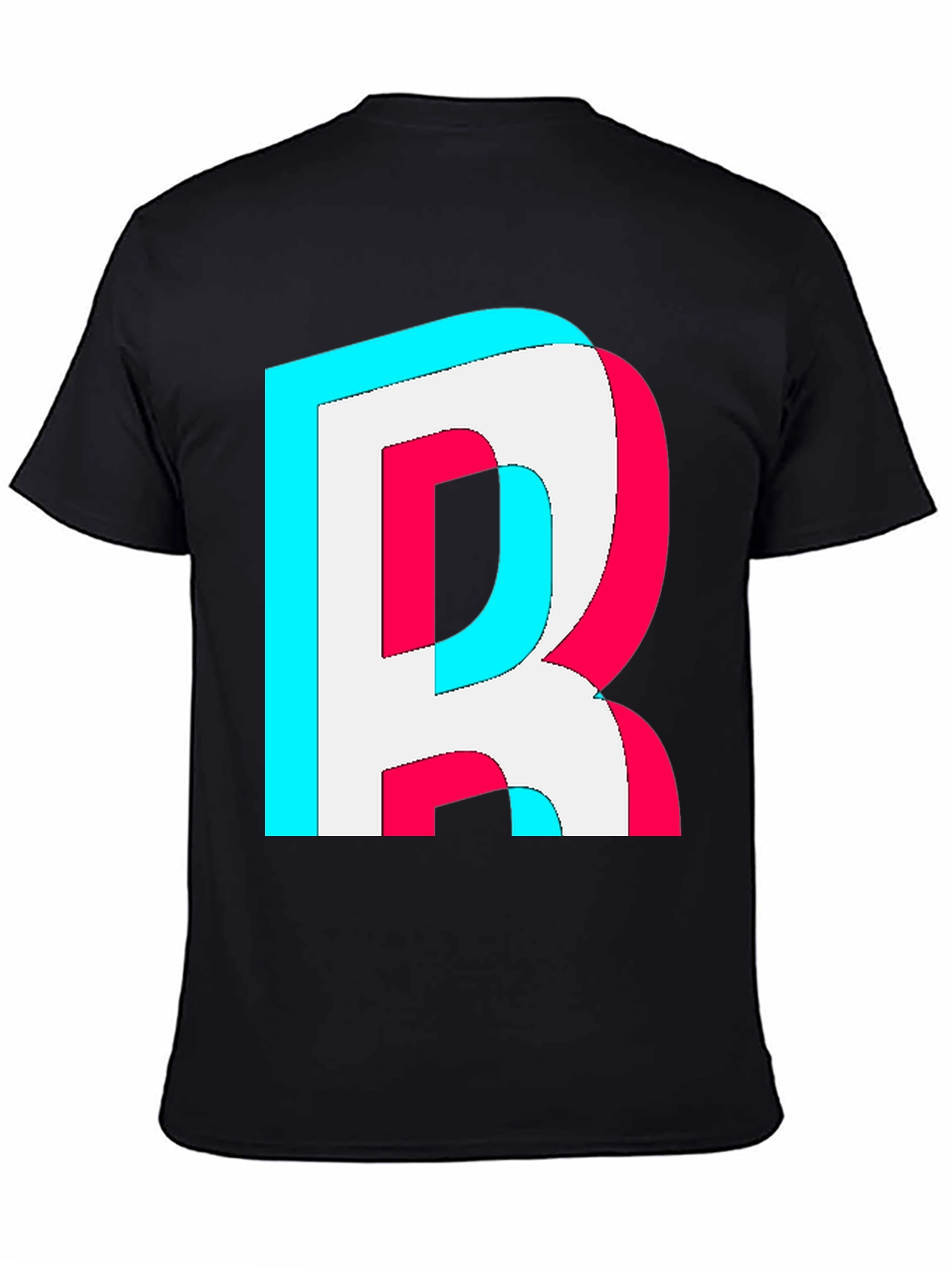 Letter R Graphic Tee - Trendy 3D Effect