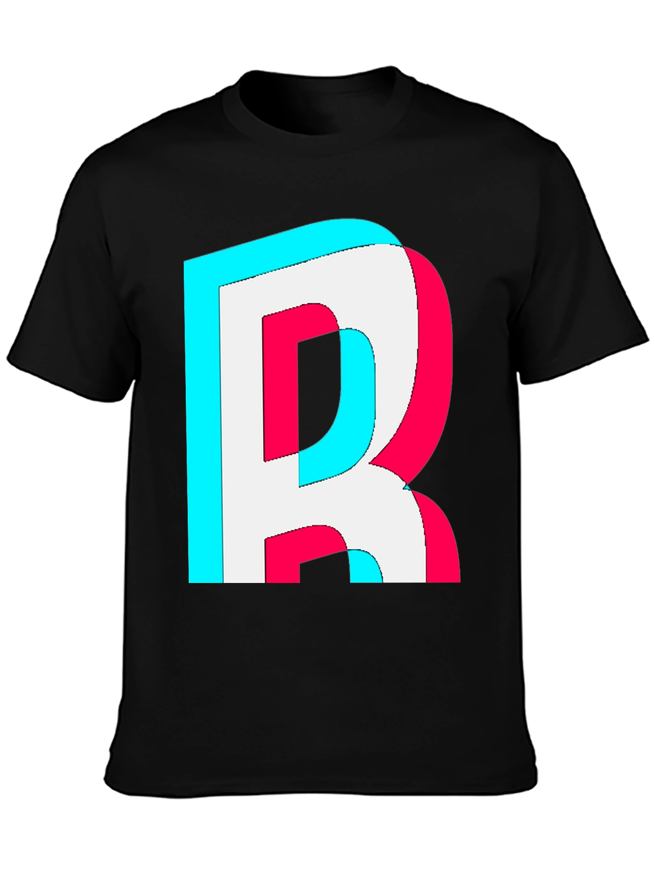 Letter R Graphic Tee - Trendy 3D Effect