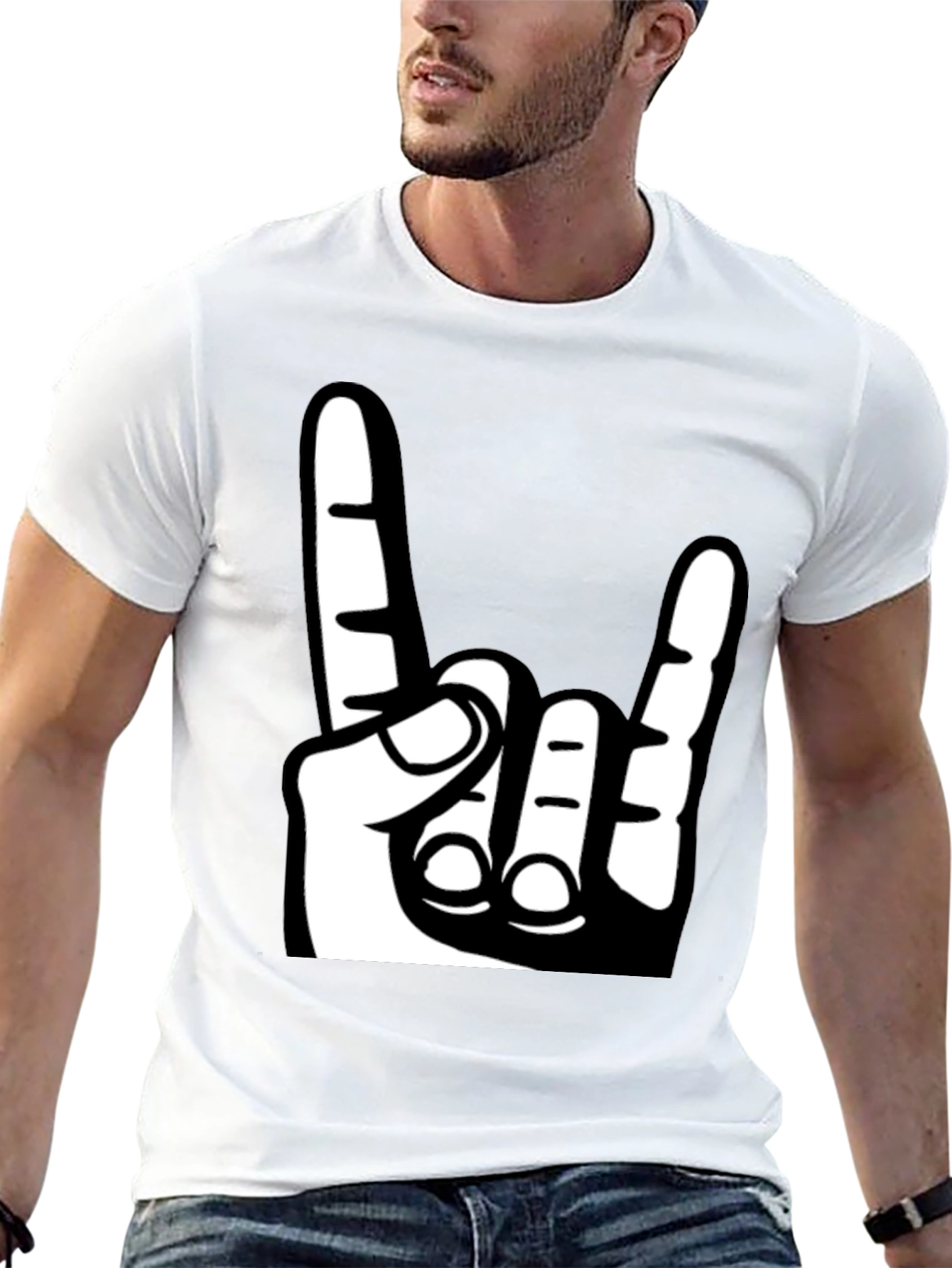 Rock On Hand Graphic T-Shirt - Black